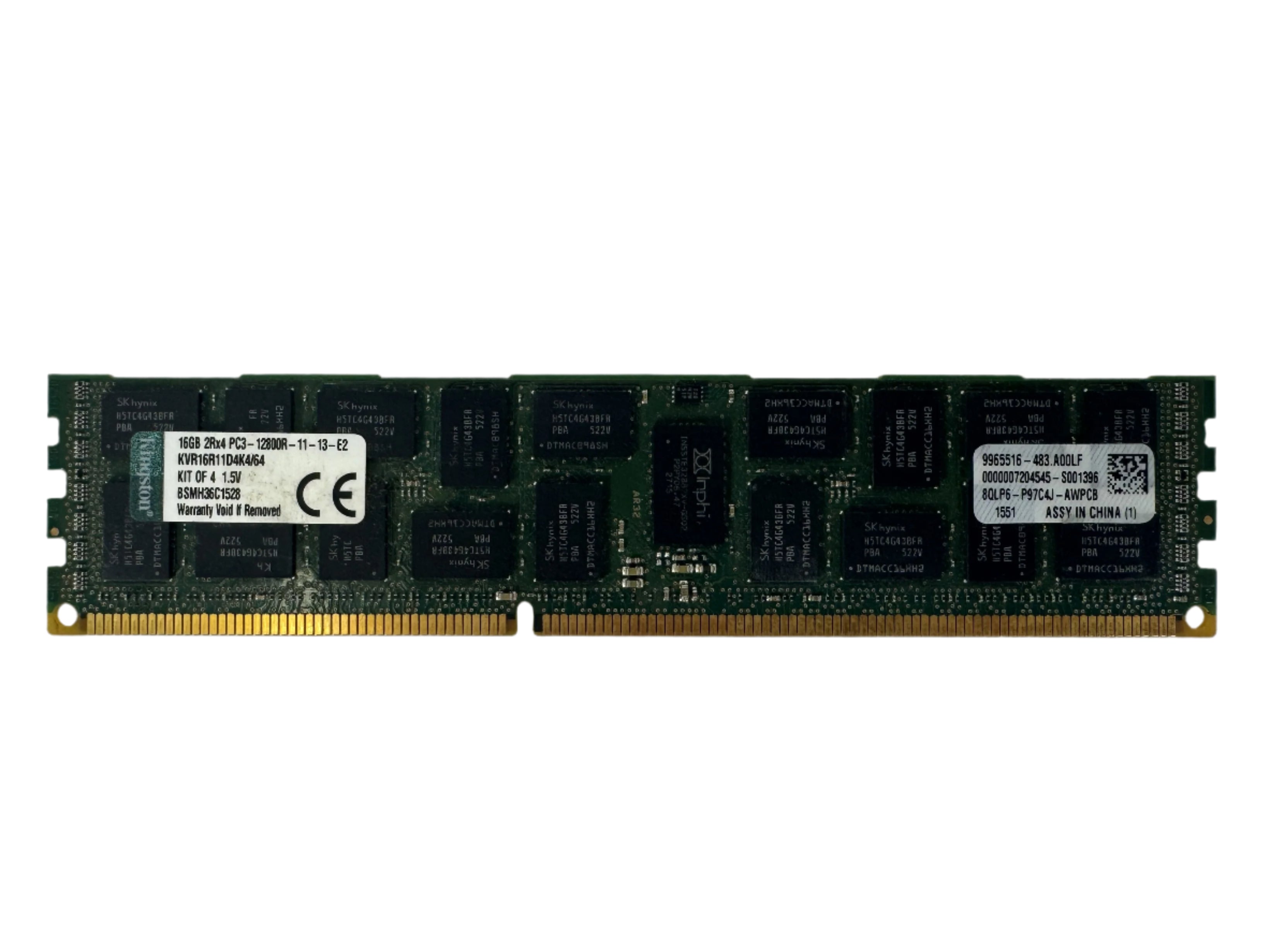 16GB 2Rx4 PC3-12800R-11-13-E2 DDR3 1600MHz Server Registered Memory