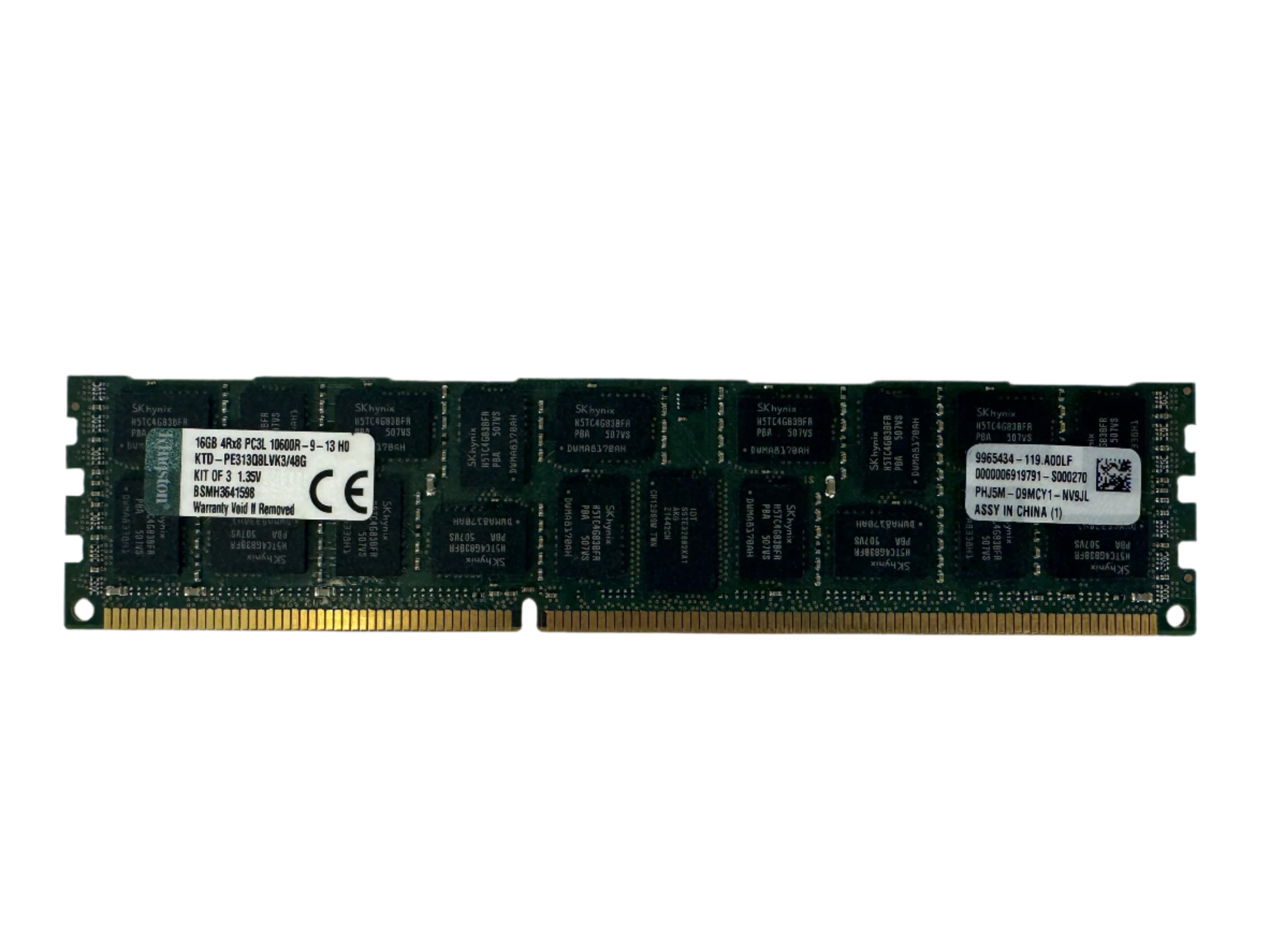 16GB 4Rx8 PC3L 10600R-9-13-H0 DDR3 1333MHz Server Registered Memory