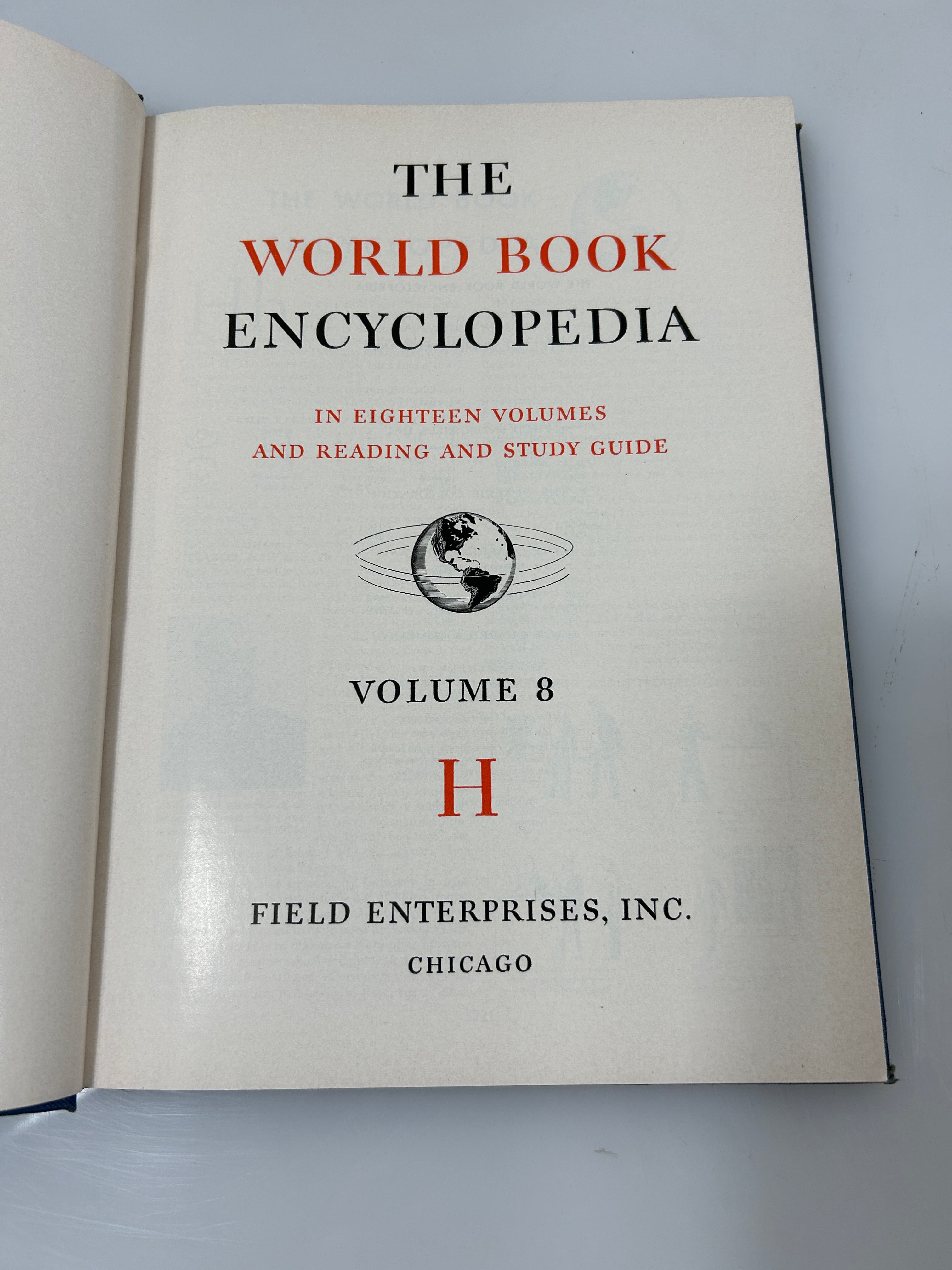19 Volume Complete Set The World Book Encyclopedia 1954 1-18 & Study Guide HC