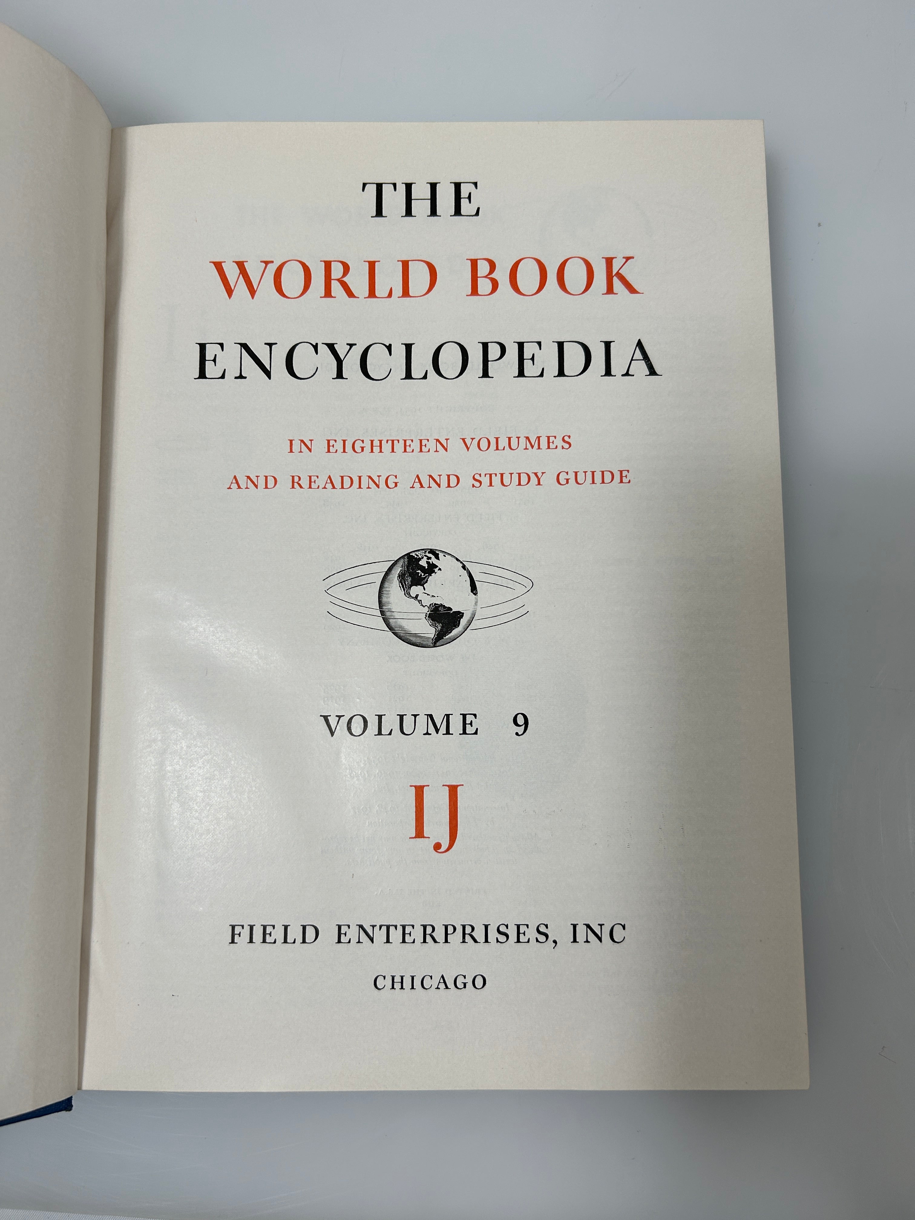 19 Volume Complete Set The World Book Encyclopedia 1954 1-18 & Study Guide HC