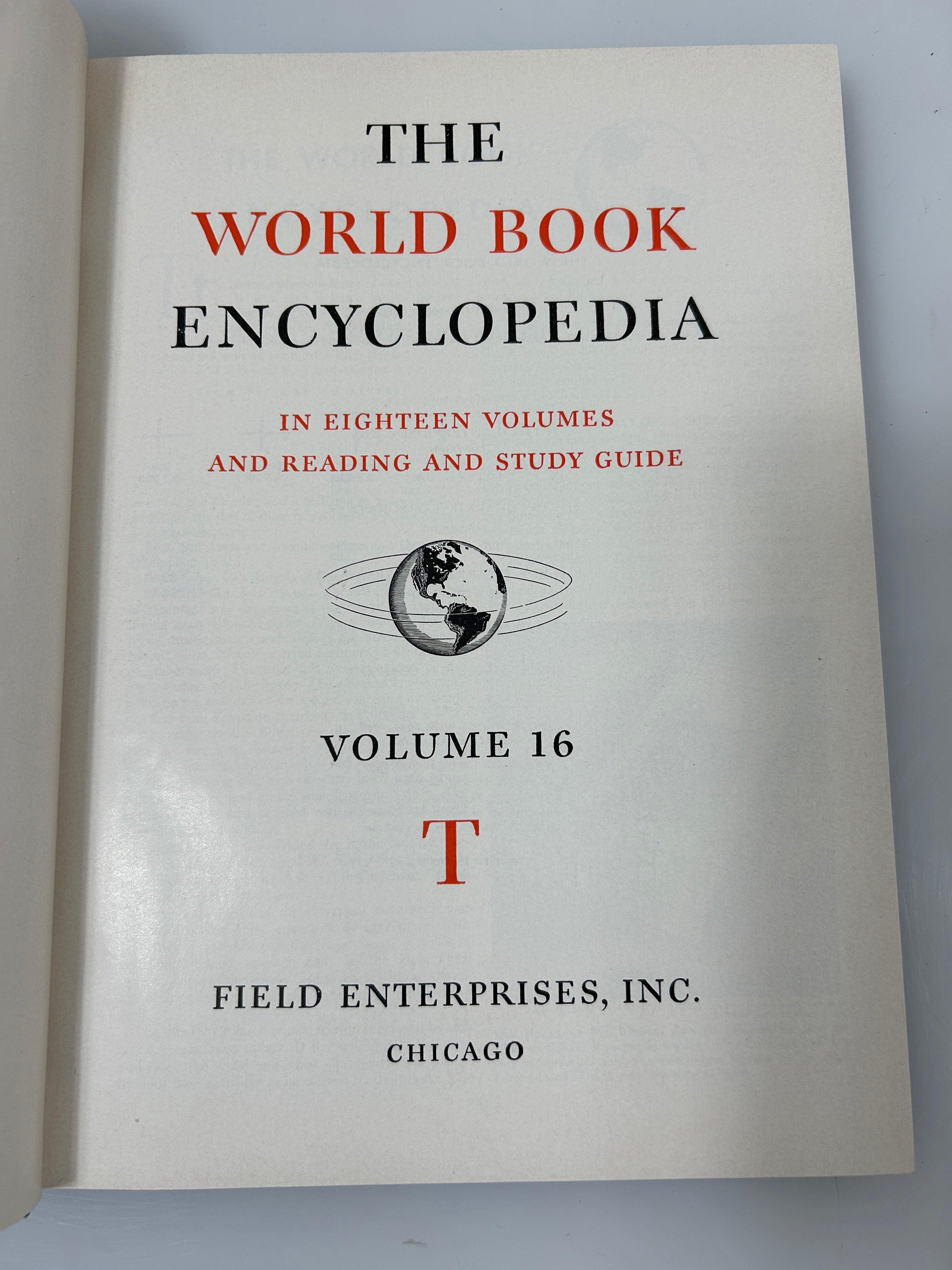 19 Volume Complete Set The World Book Encyclopedia 1954 1-18 & Study Guide HC