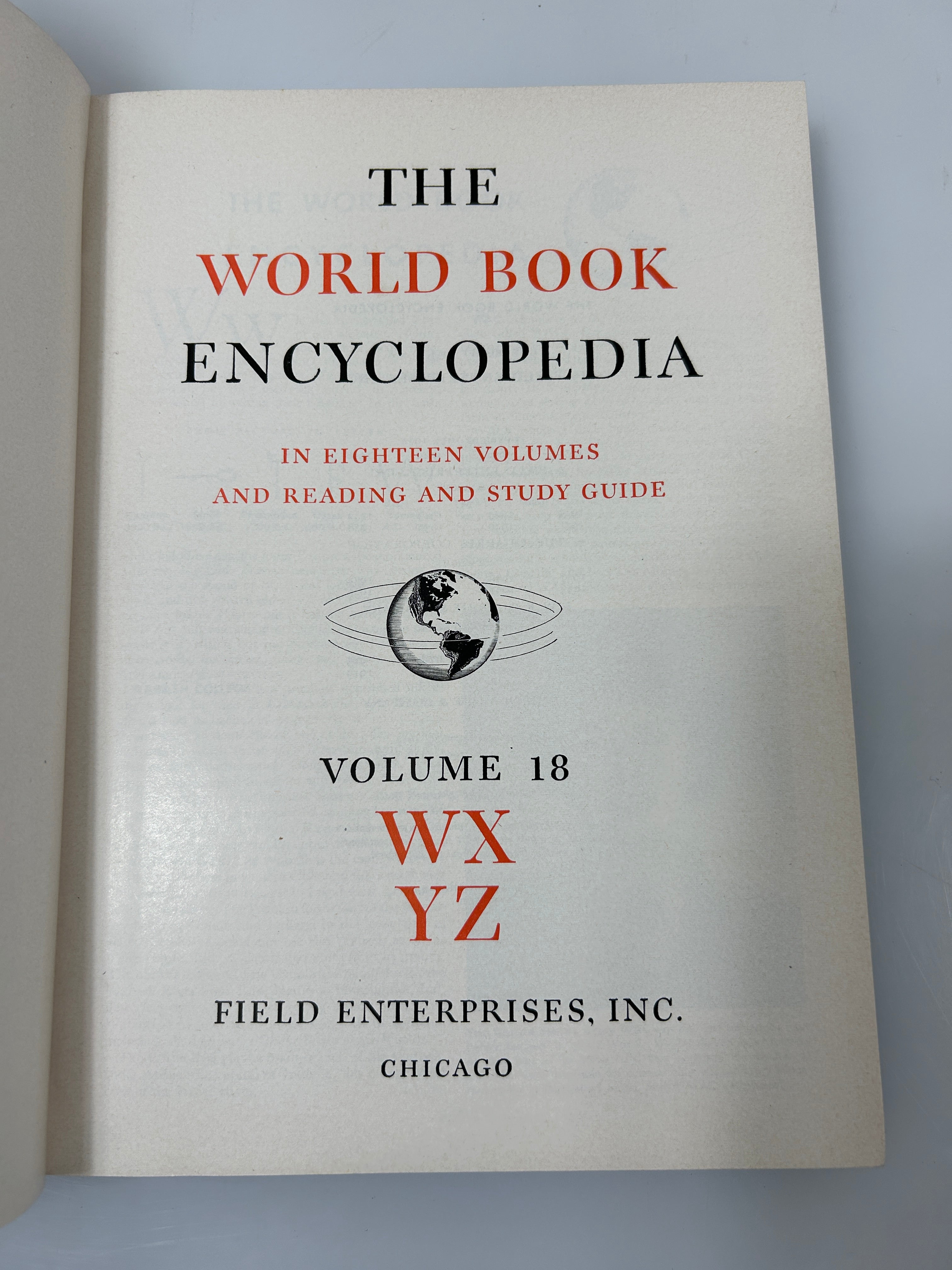 19 Volume Complete Set The World Book Encyclopedia 1954 1-18 & Study Guide HC