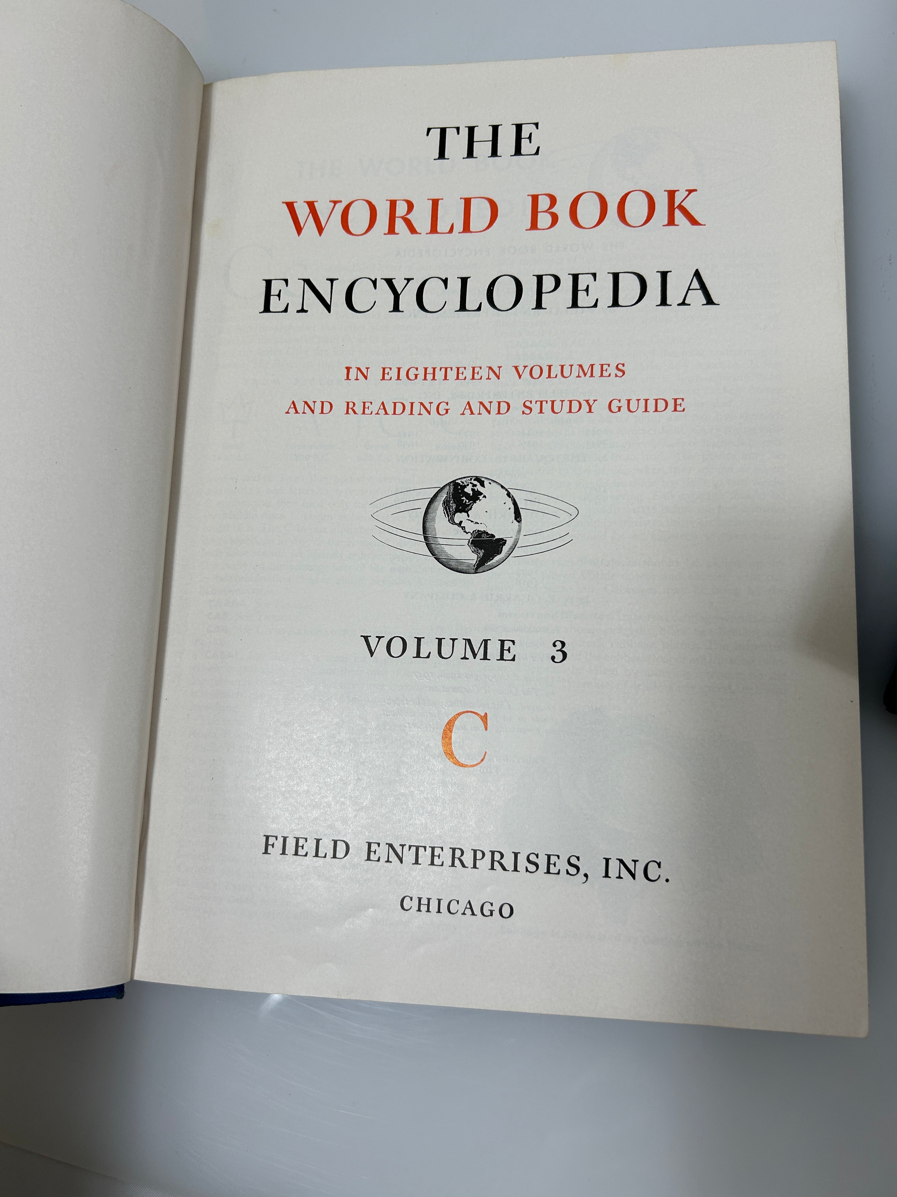 19 Volume Complete Set The World Book Encyclopedia 1954 1-18 & Study Guide HC