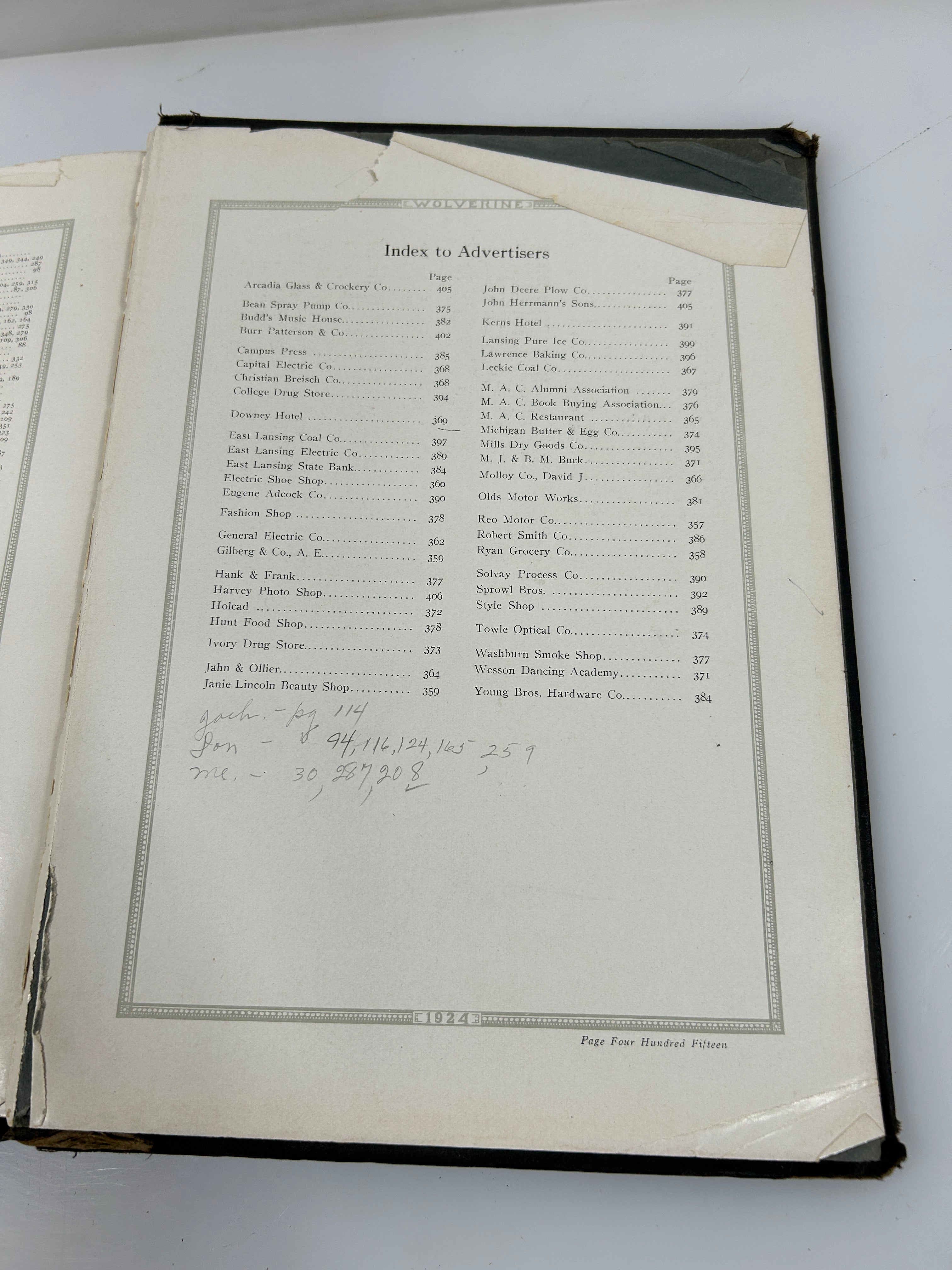 1924 Michigan Agricultural College Yearbook Wolverine