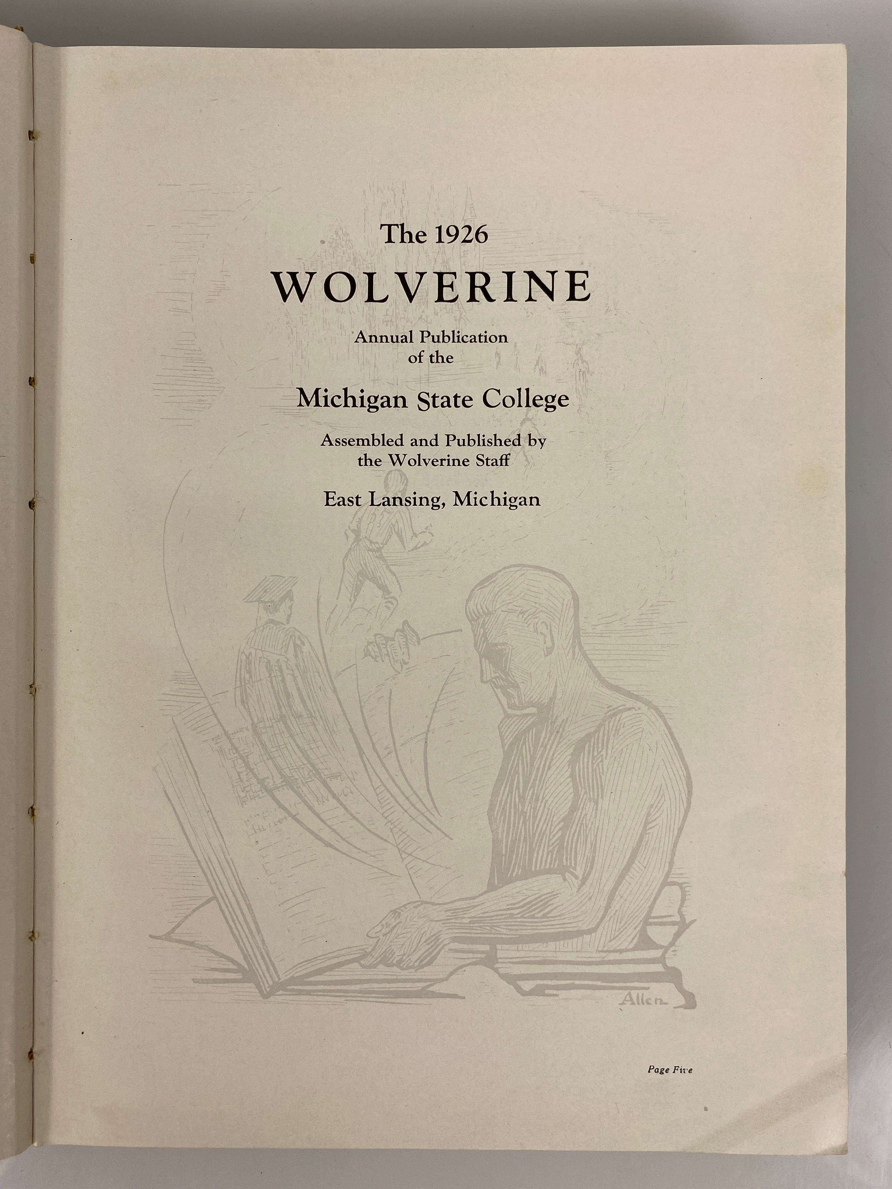 1926 Michigan State College "Wolverine" Yearbook HC