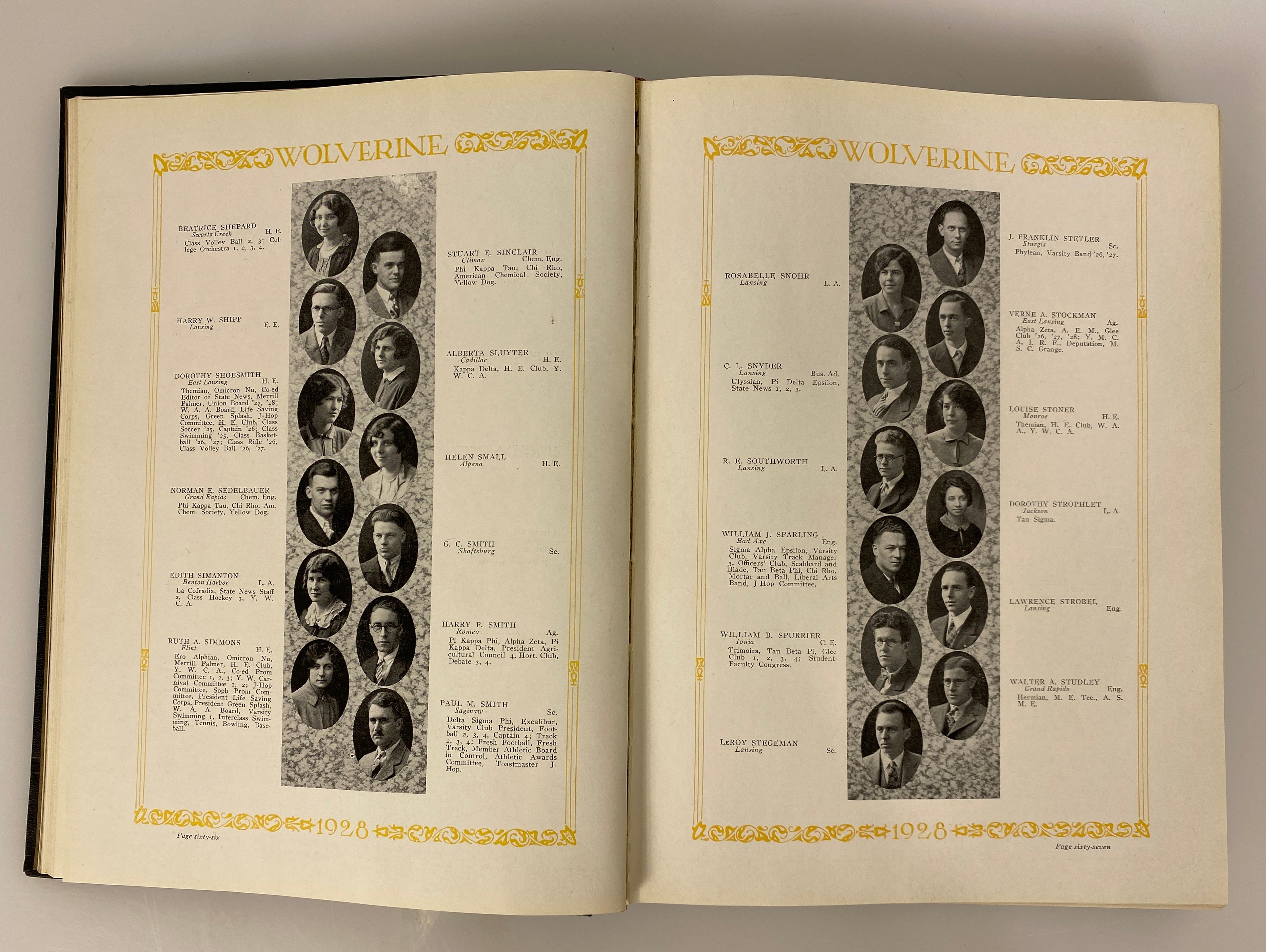 1928 Michigan State College "Wolverine" Yearbook HC