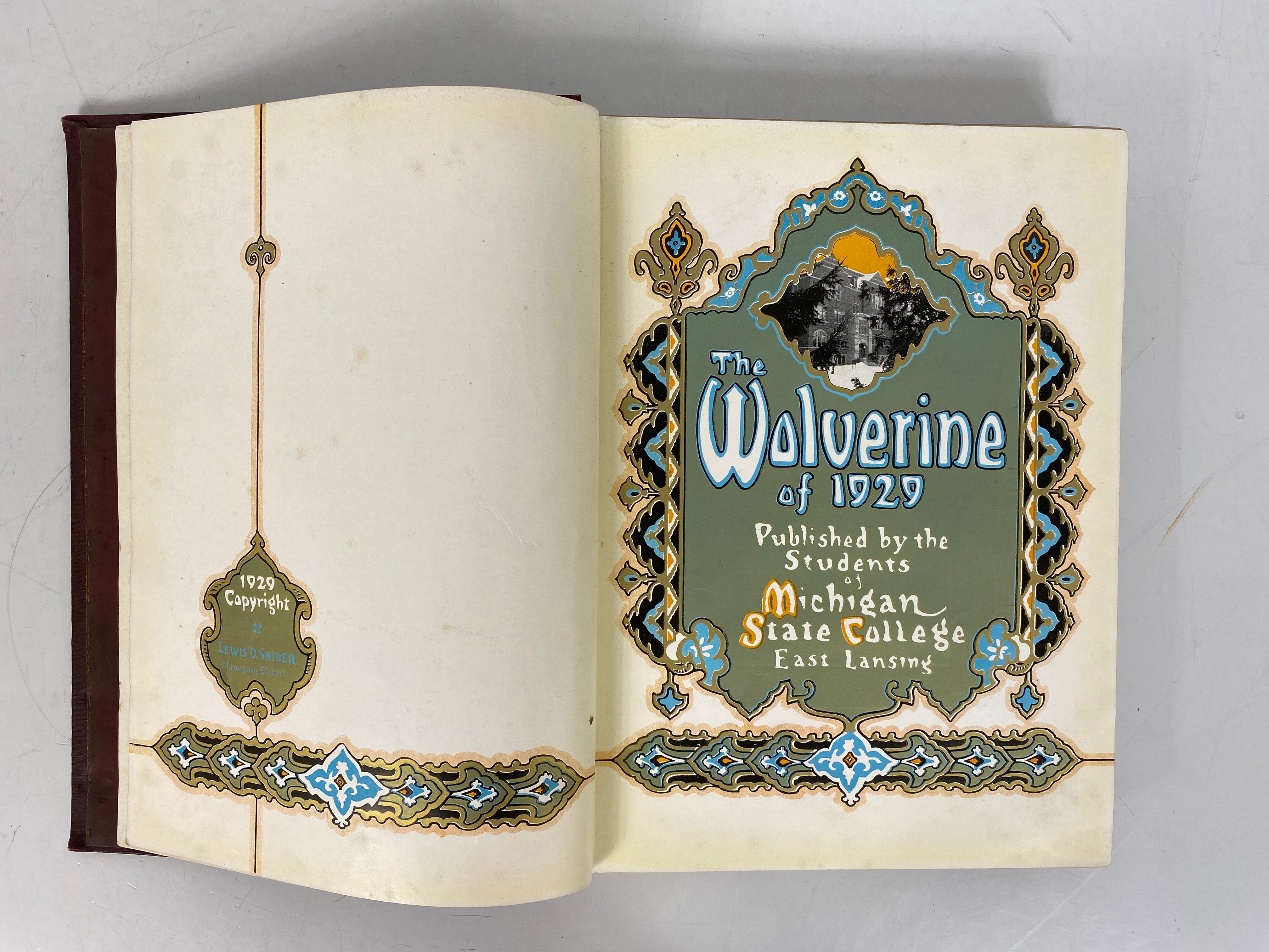 1929 Michigan State College "Wolverine" Yearbook HC
