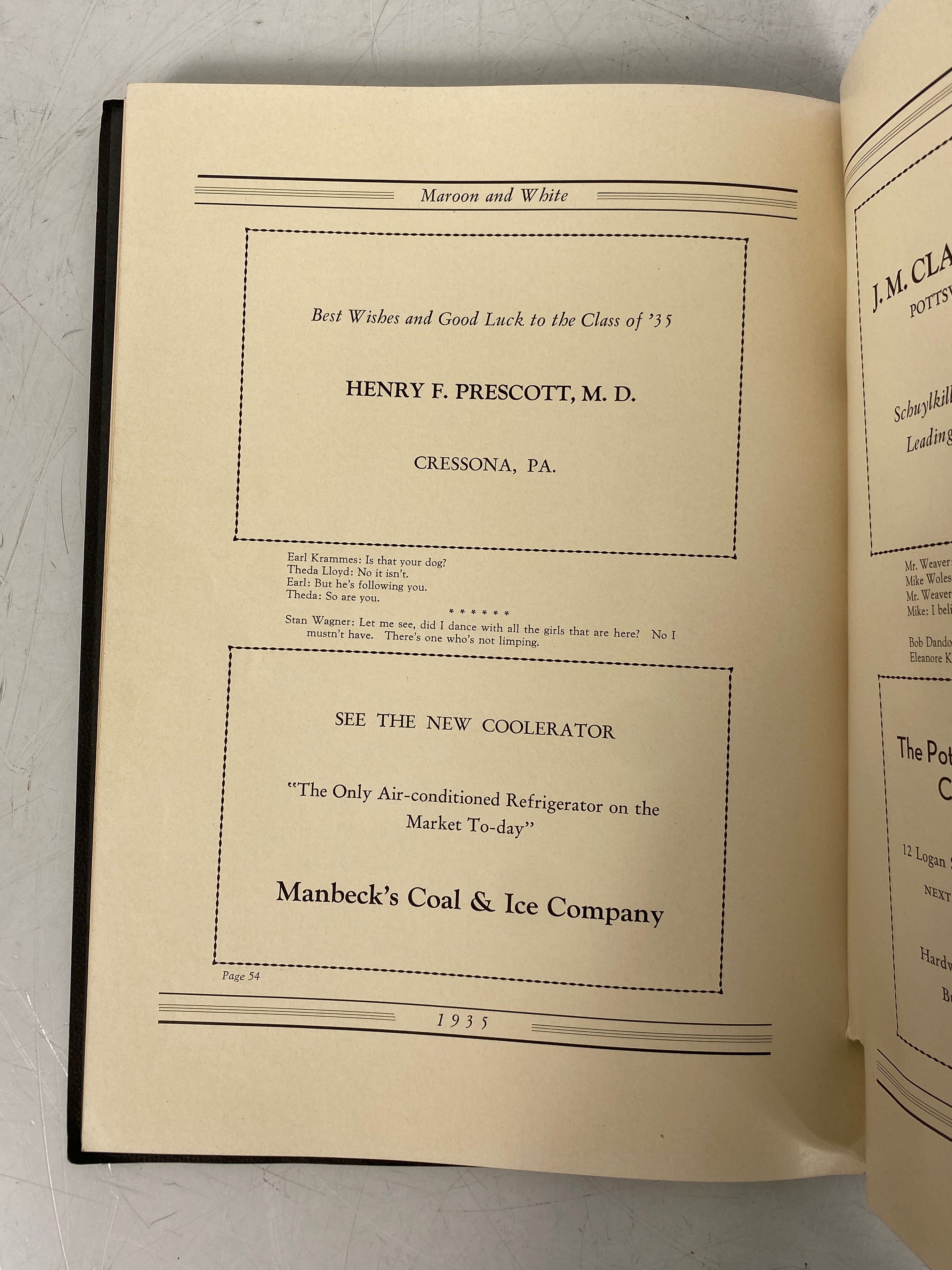 1935 Cressona High School Yearbook Cressona Pennsylvania SC