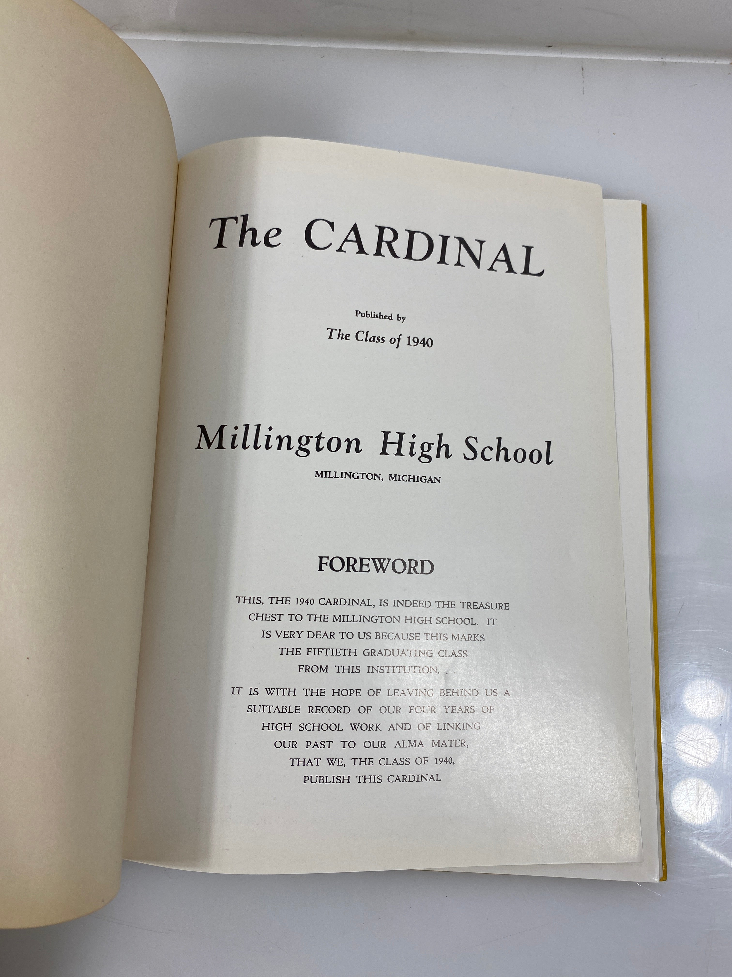 1940 "The Cardinal" Millington High School Yearbook Millington MI HC