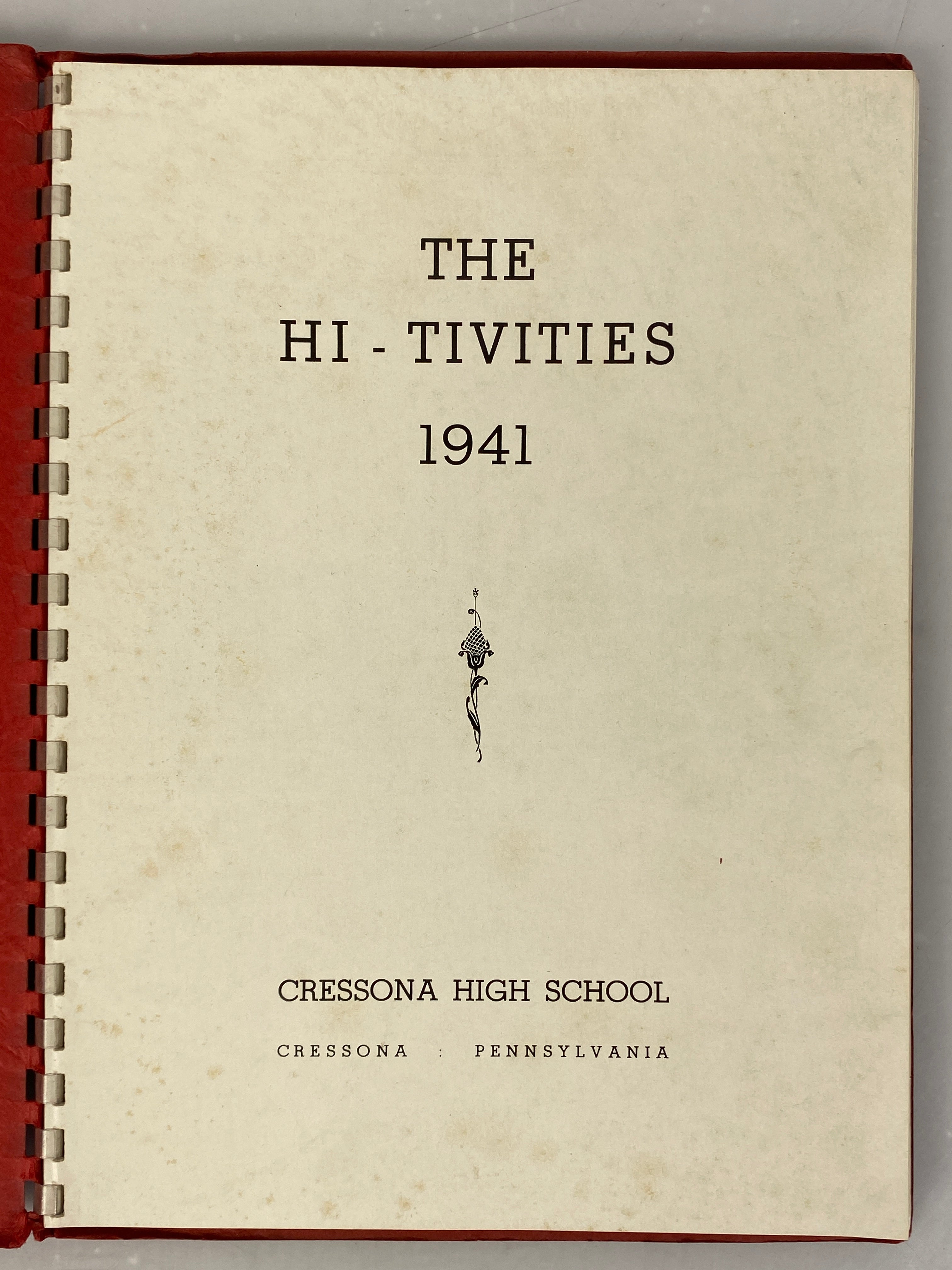 1941 Cressona High School Yearbook Cressona Pennsylvania Spiral SC