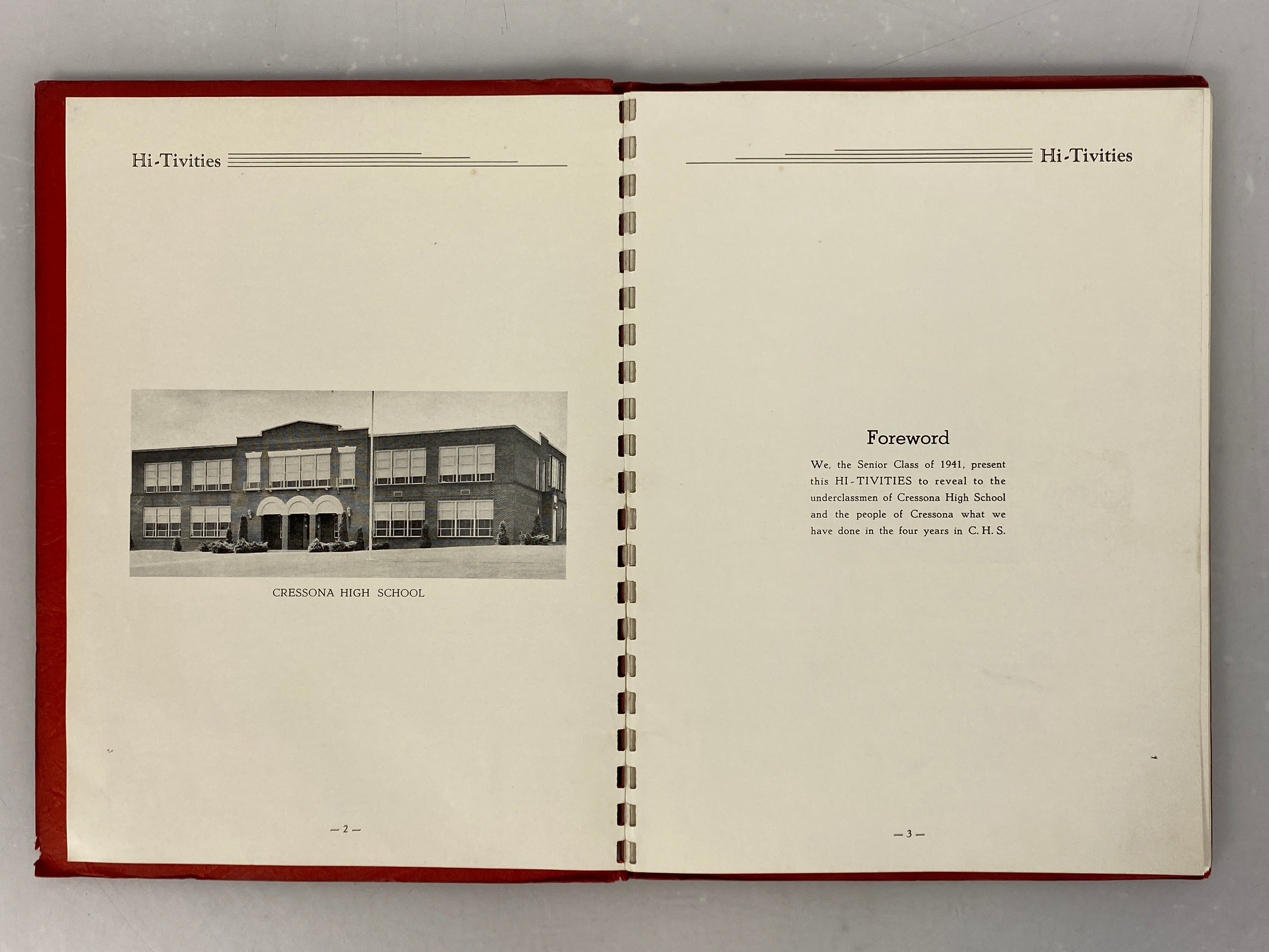 1941 Cressona High School Yearbook Cressona Pennsylvania Spiral SC