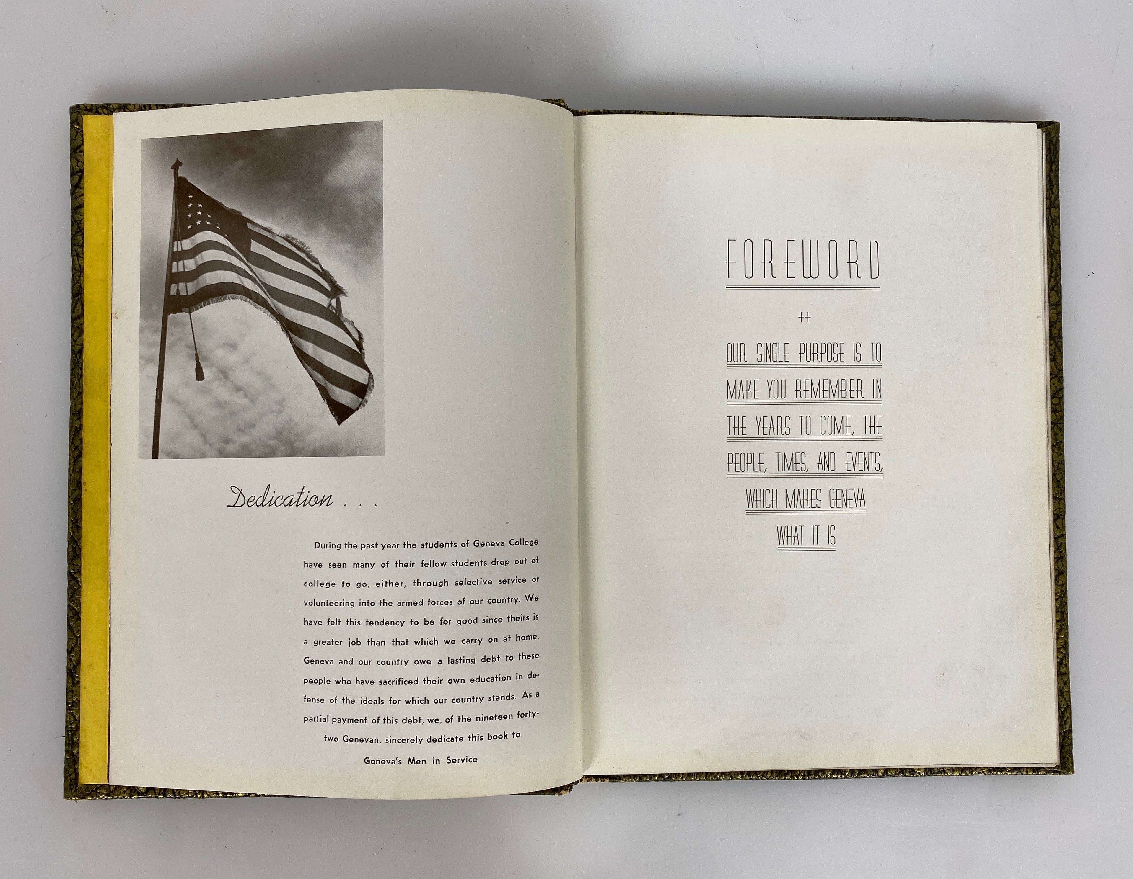 1942 Geneva College Yearbook Beaver Falls Pennsylvania HC