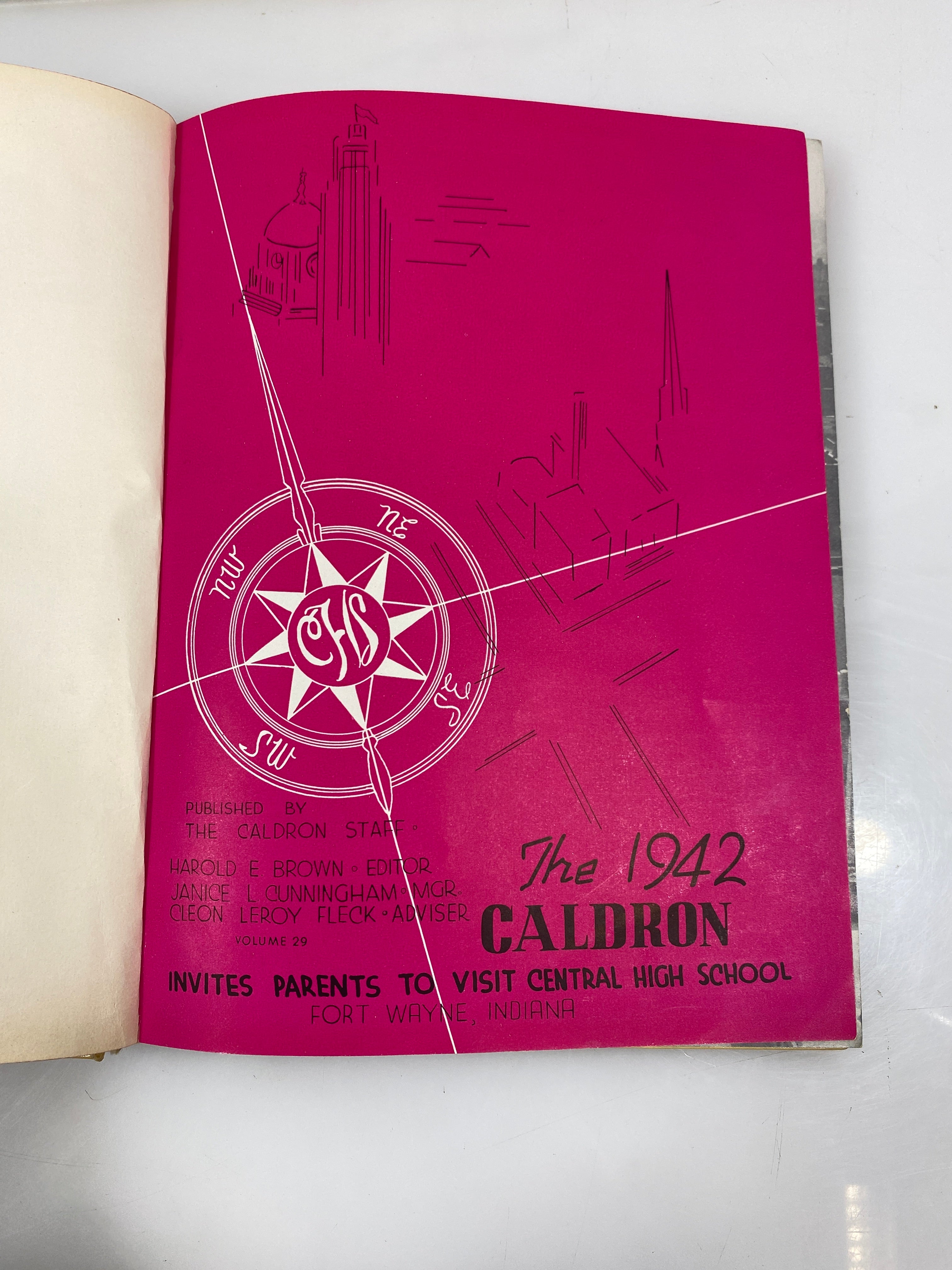 1942 "The Caldron" Central High School Yearbook Fort Wayne, IN HC