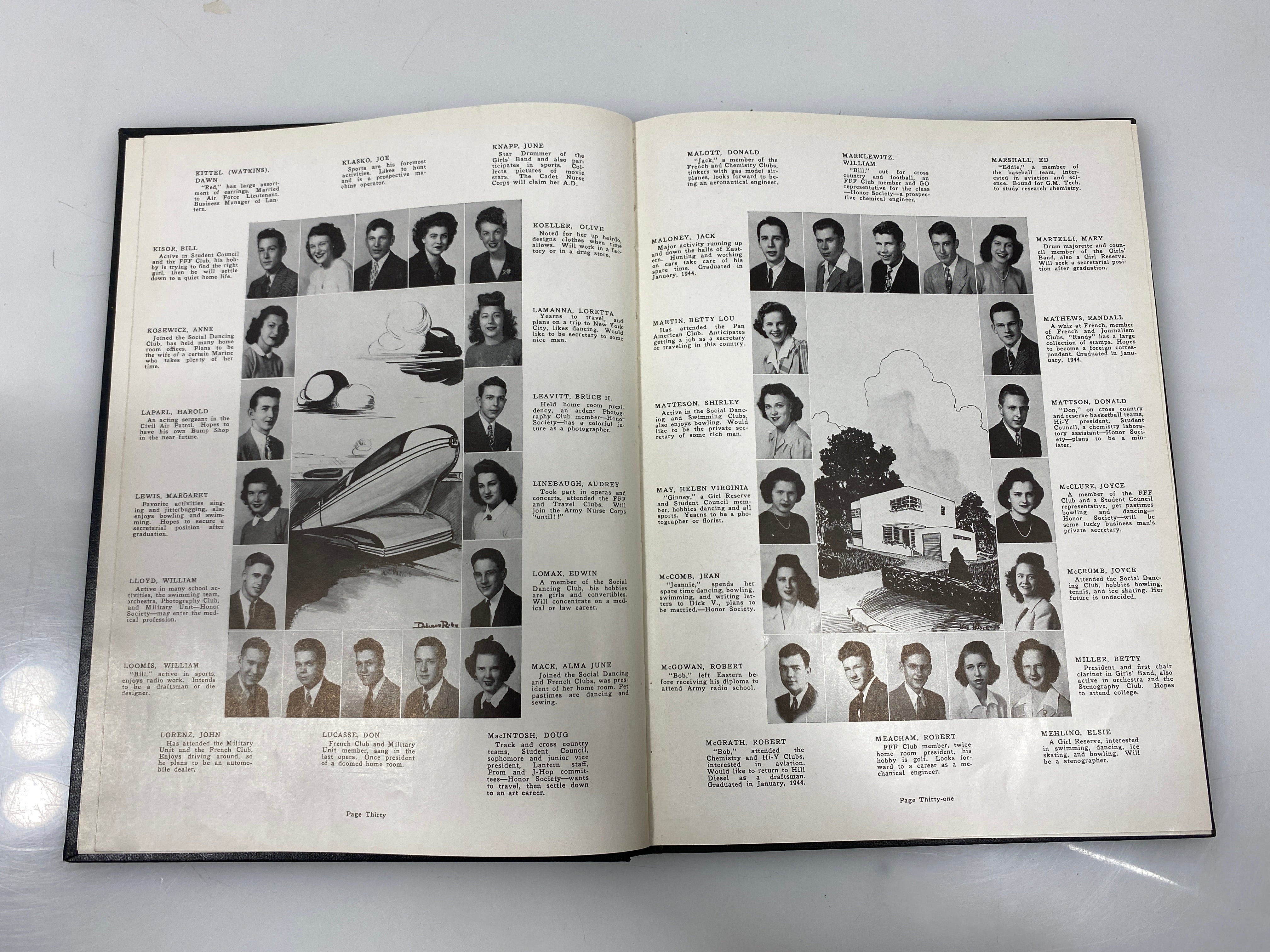 1944 "Lantern" Lansing Eastern High School Yearbook Michigan HC