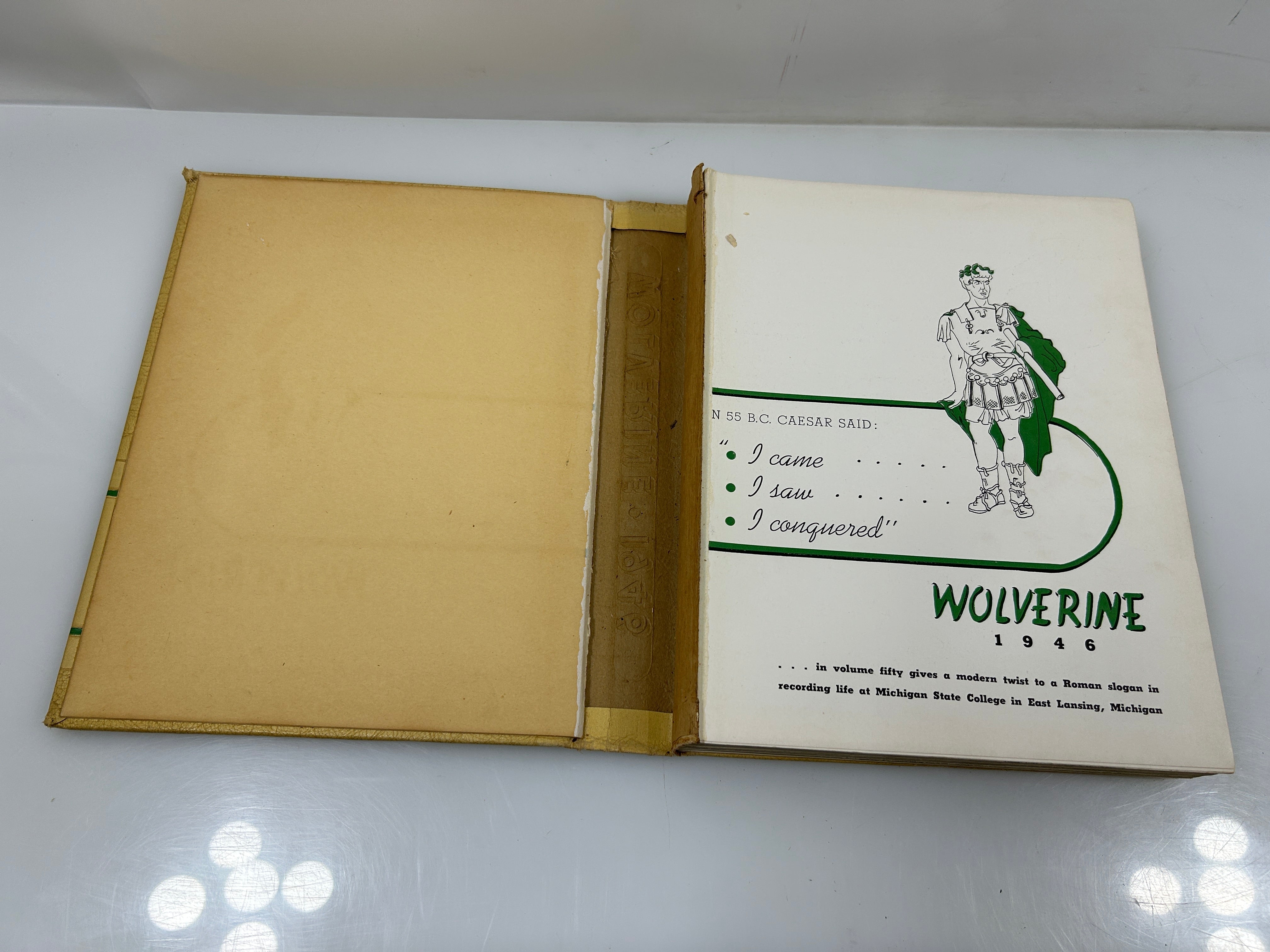 1946 "Wolverine" Michigan State College Yearbook  Separated Cover HC