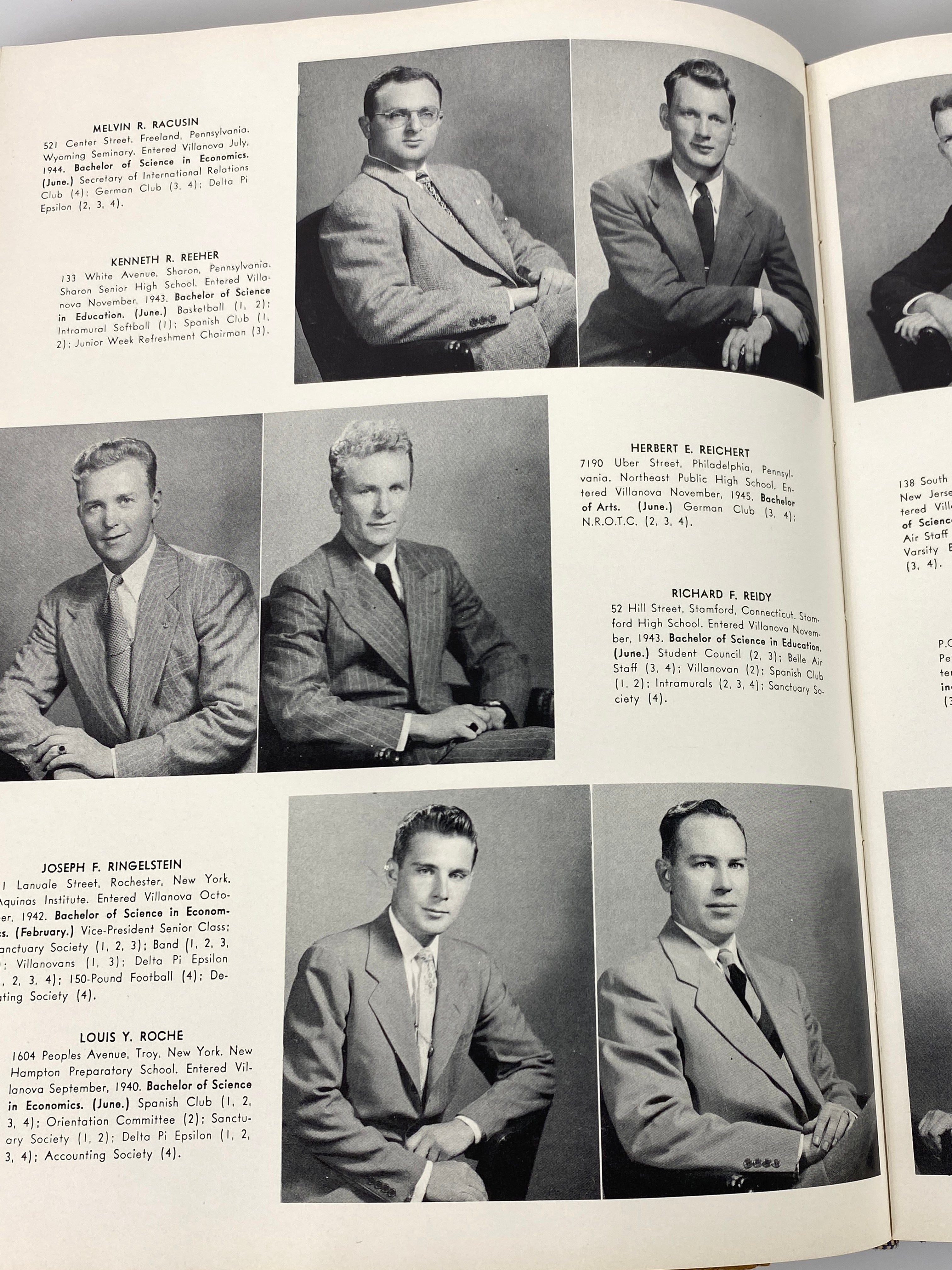 1948 Villanova College Yearbook " The Belle Air" Villanova PA with Ephemera HC
