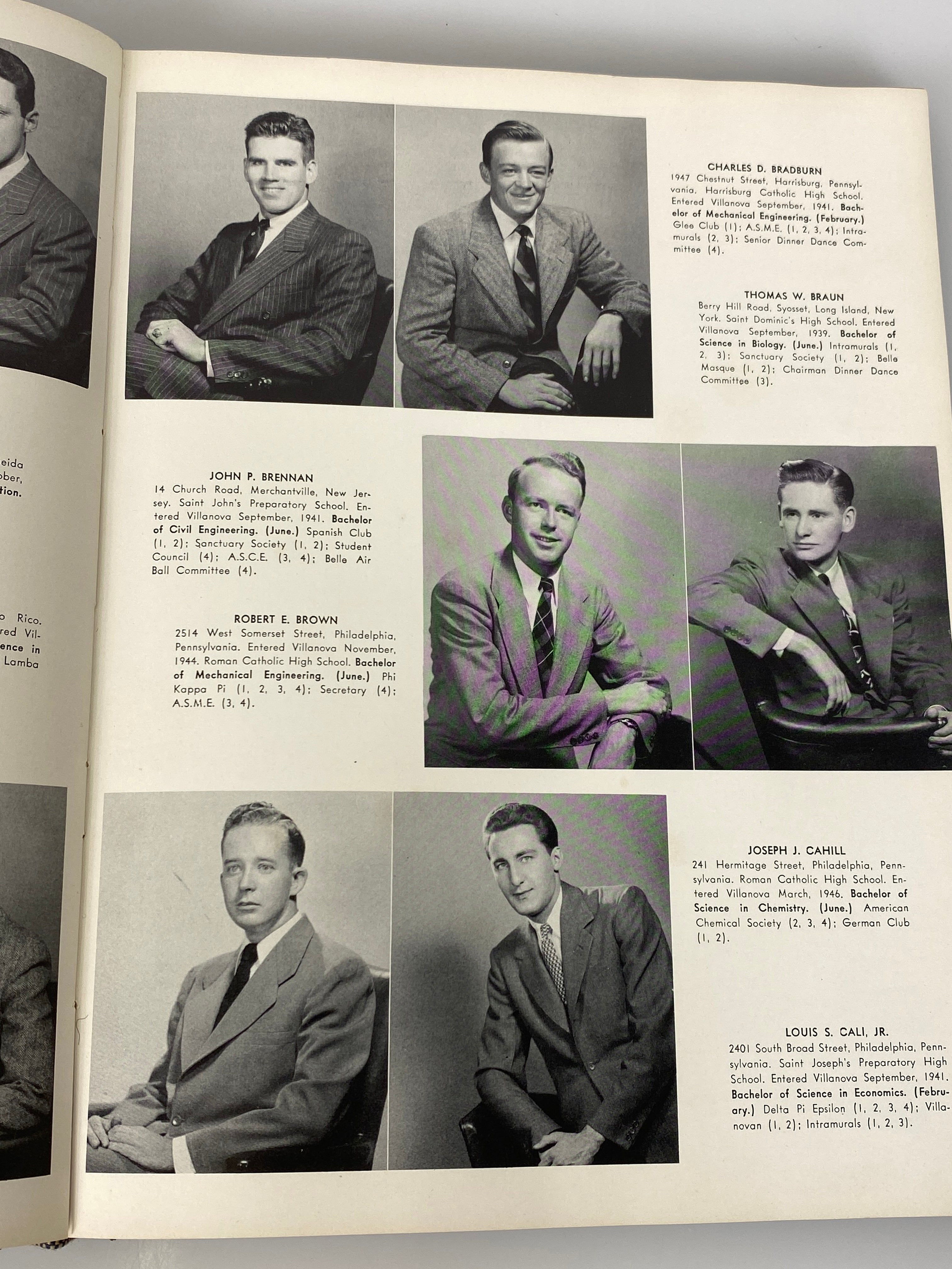 1948 Villanova College Yearbook " The Belle Air" Villanova PA with Ephemera HC