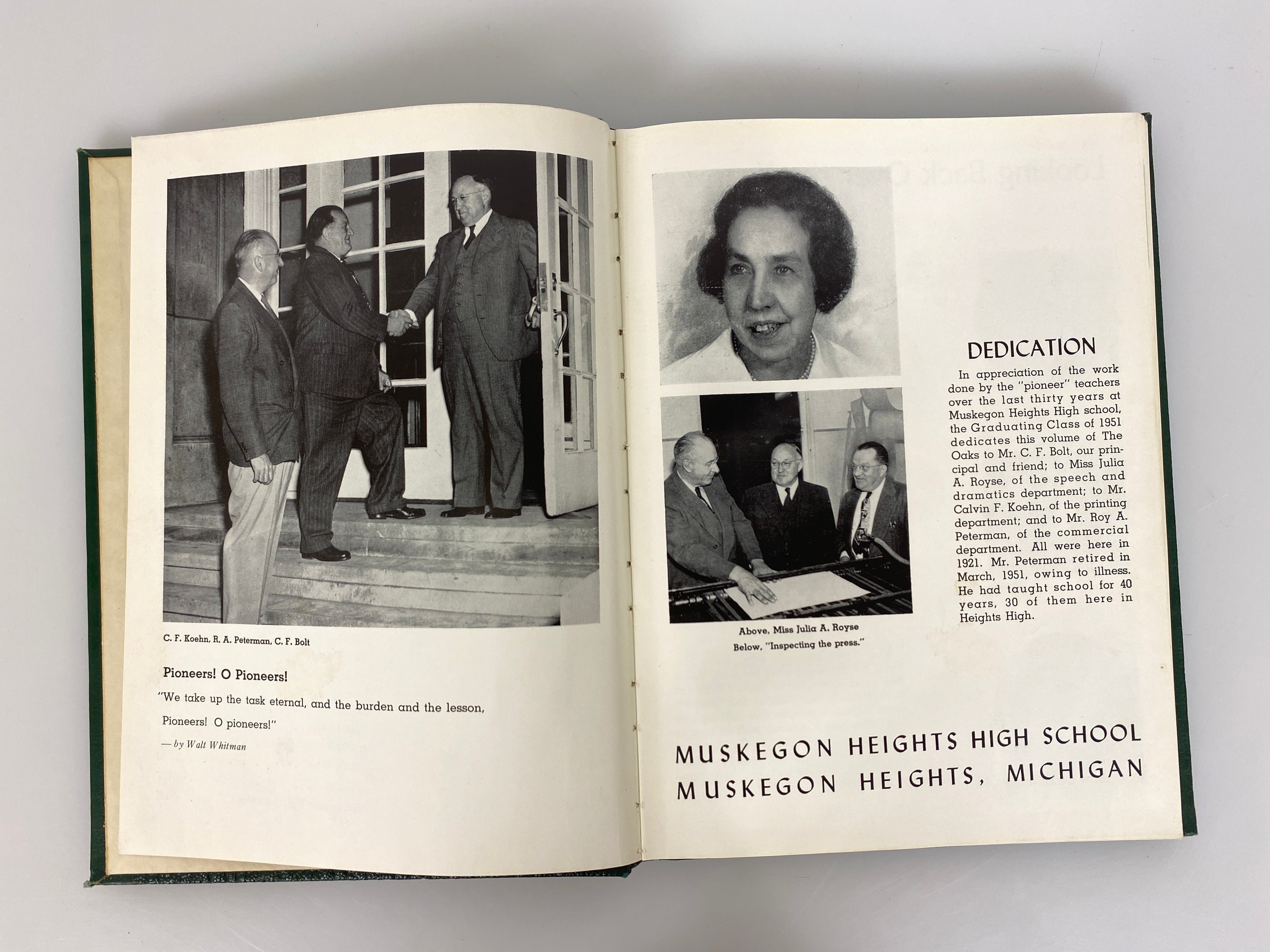 1951 Muskegon Heights High School Yearbook "The Oaks" HC