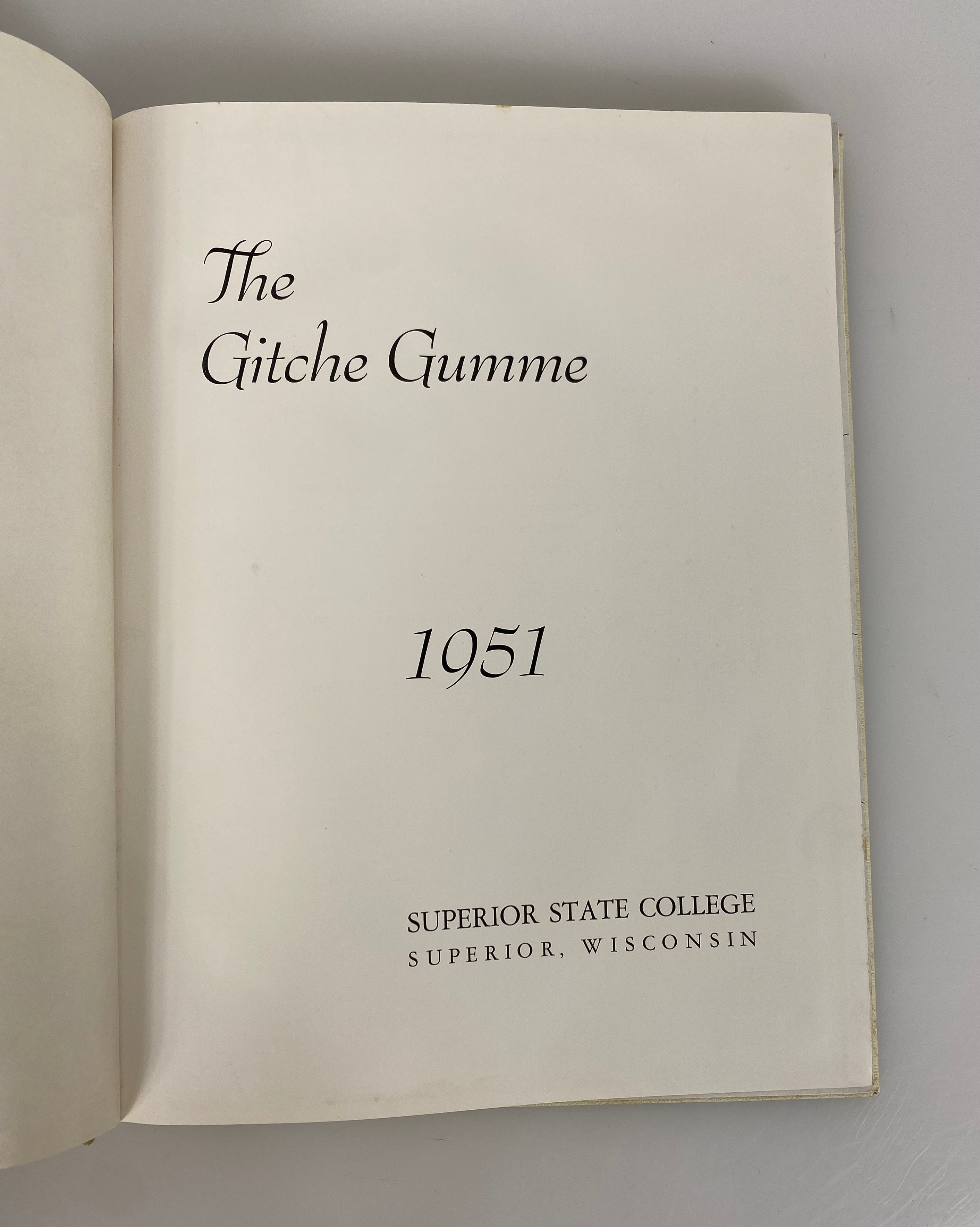 1951 Superior State College Yearbook "Gitche Gumme" Superior WI HC
