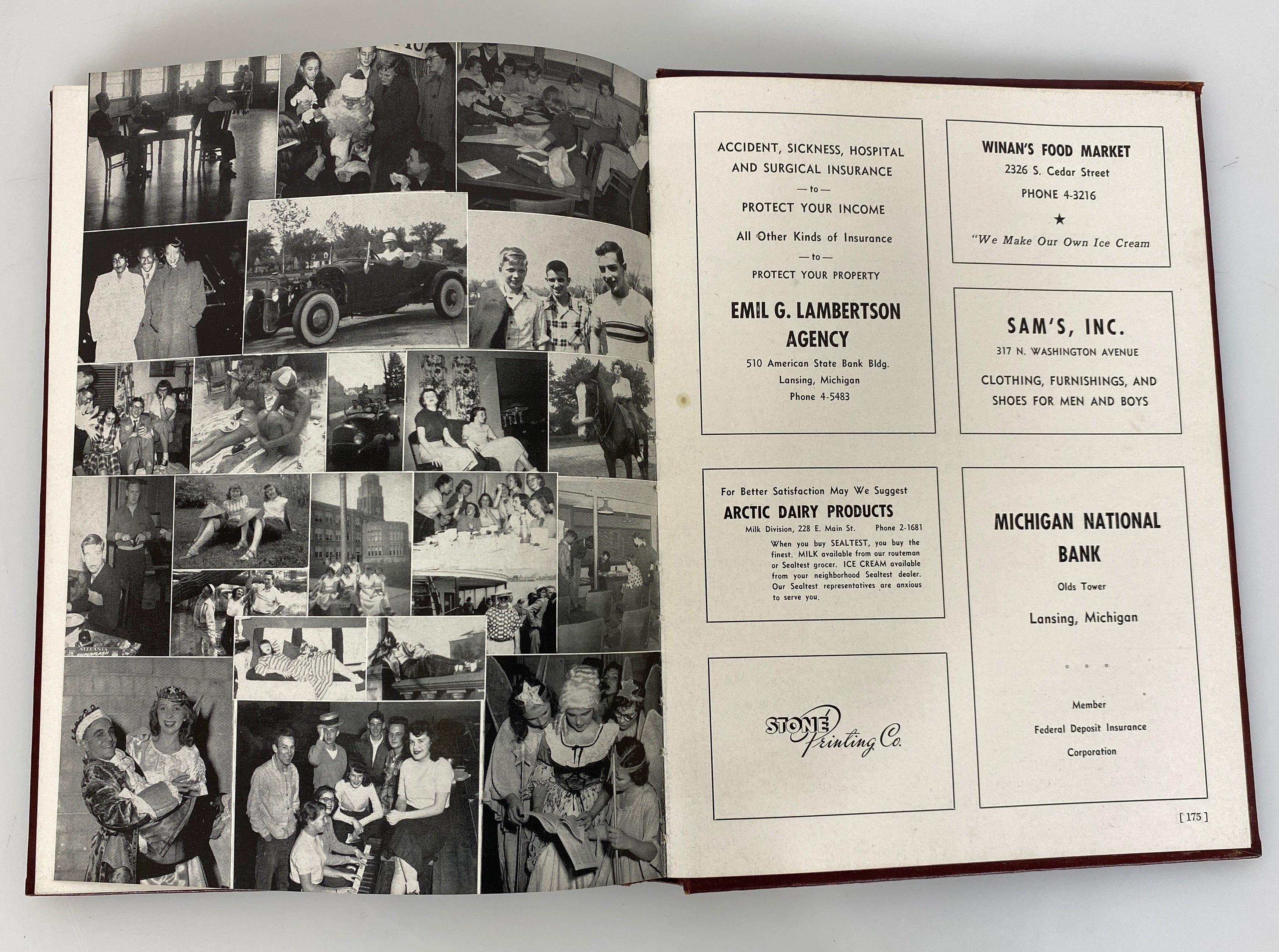 1952 J.W. Sexton High School Yearbook "The Oracle" w Ephemera Lansing MI HC