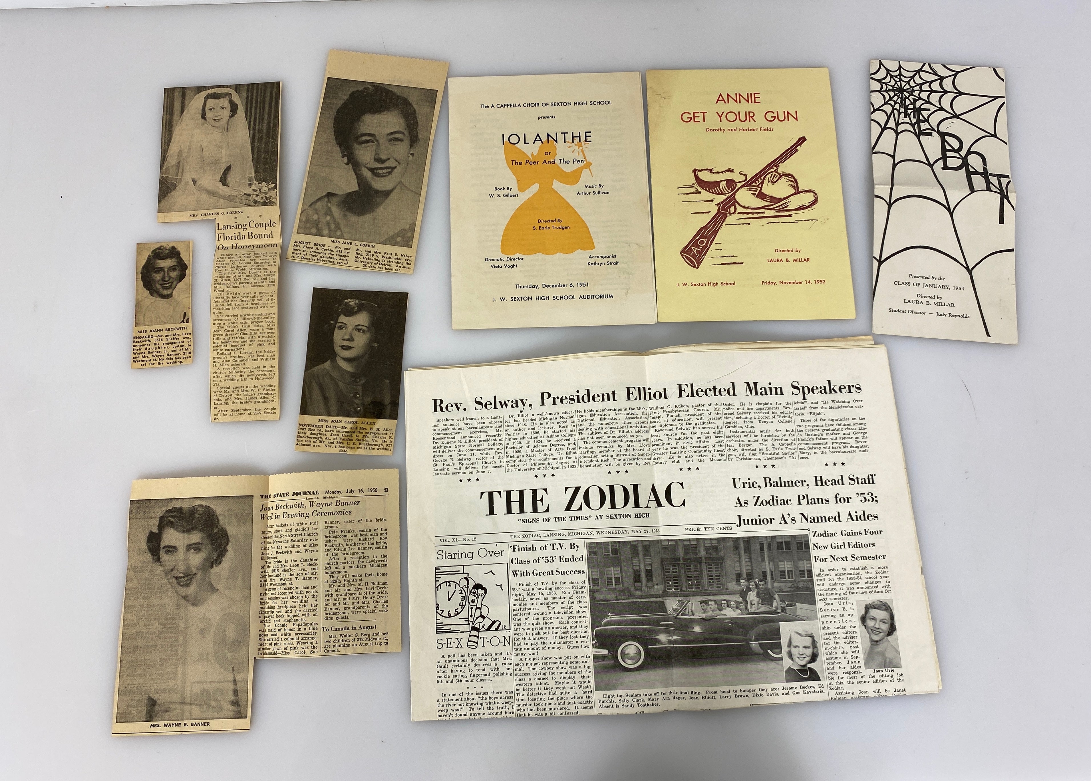 1953 J.W. Sexton High School Yearbook "The Oracle" Lansing MI w Ephemera HC