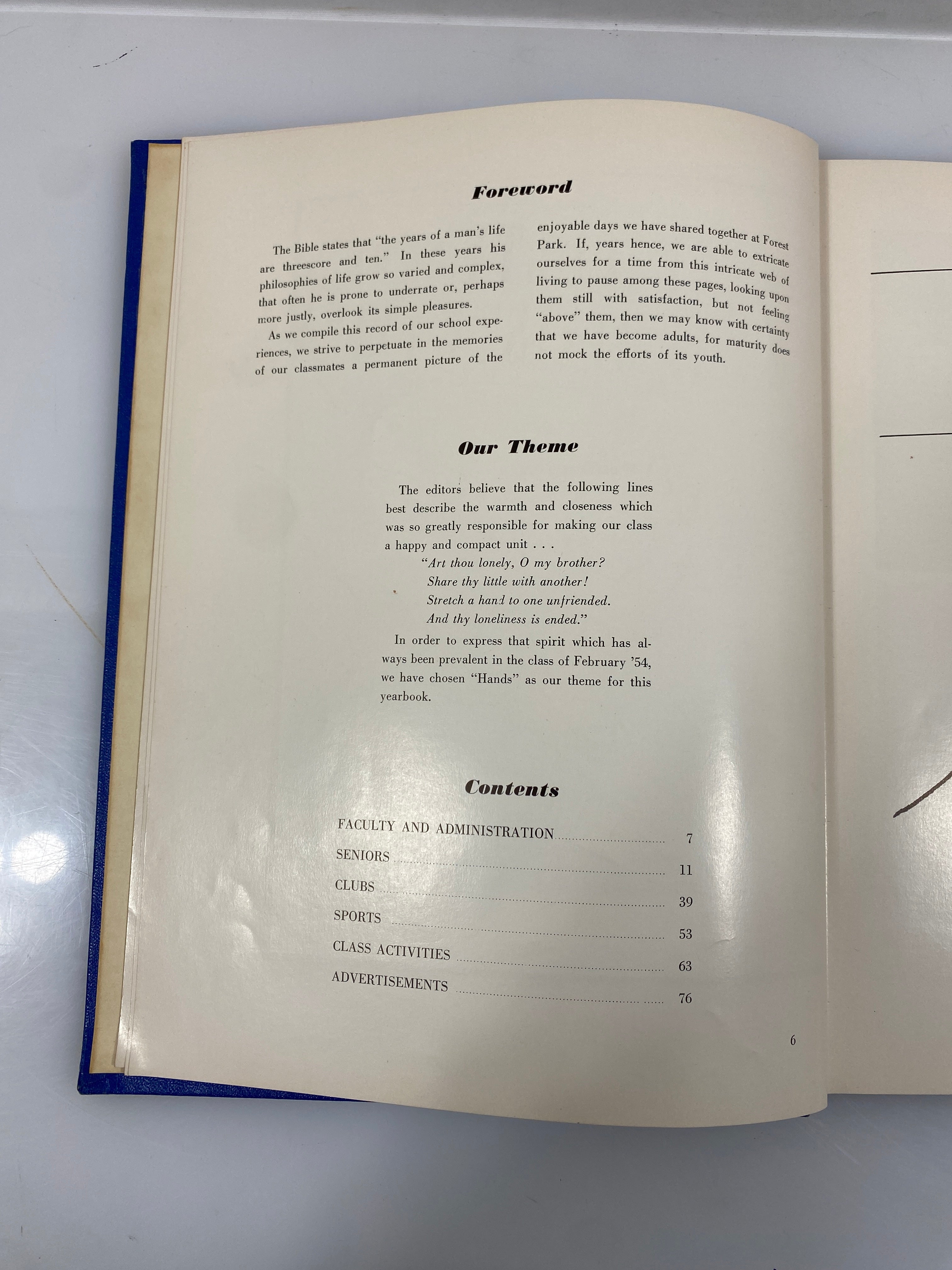 1954 Forest Park High School Yearbook Baltimore Maryland HC