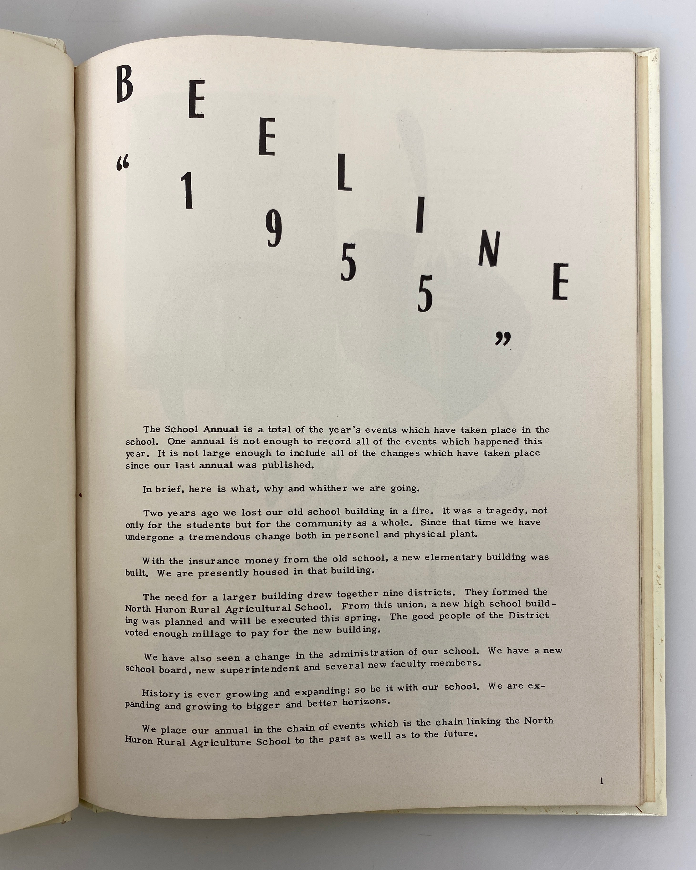 1955 North Huron High School Yearbook "Beeline" Kinde Michigan HC
