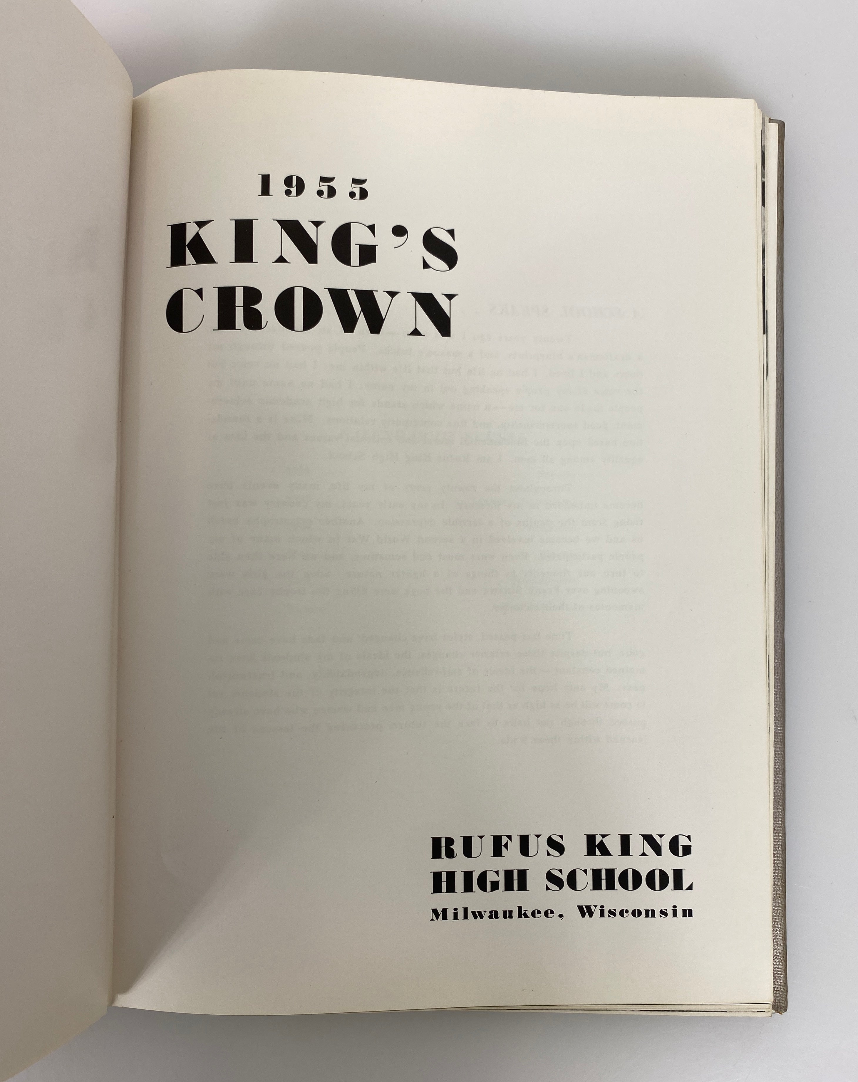 1955 Rufus King High School "King's Crown" Yearbook Milwaukee WI HC