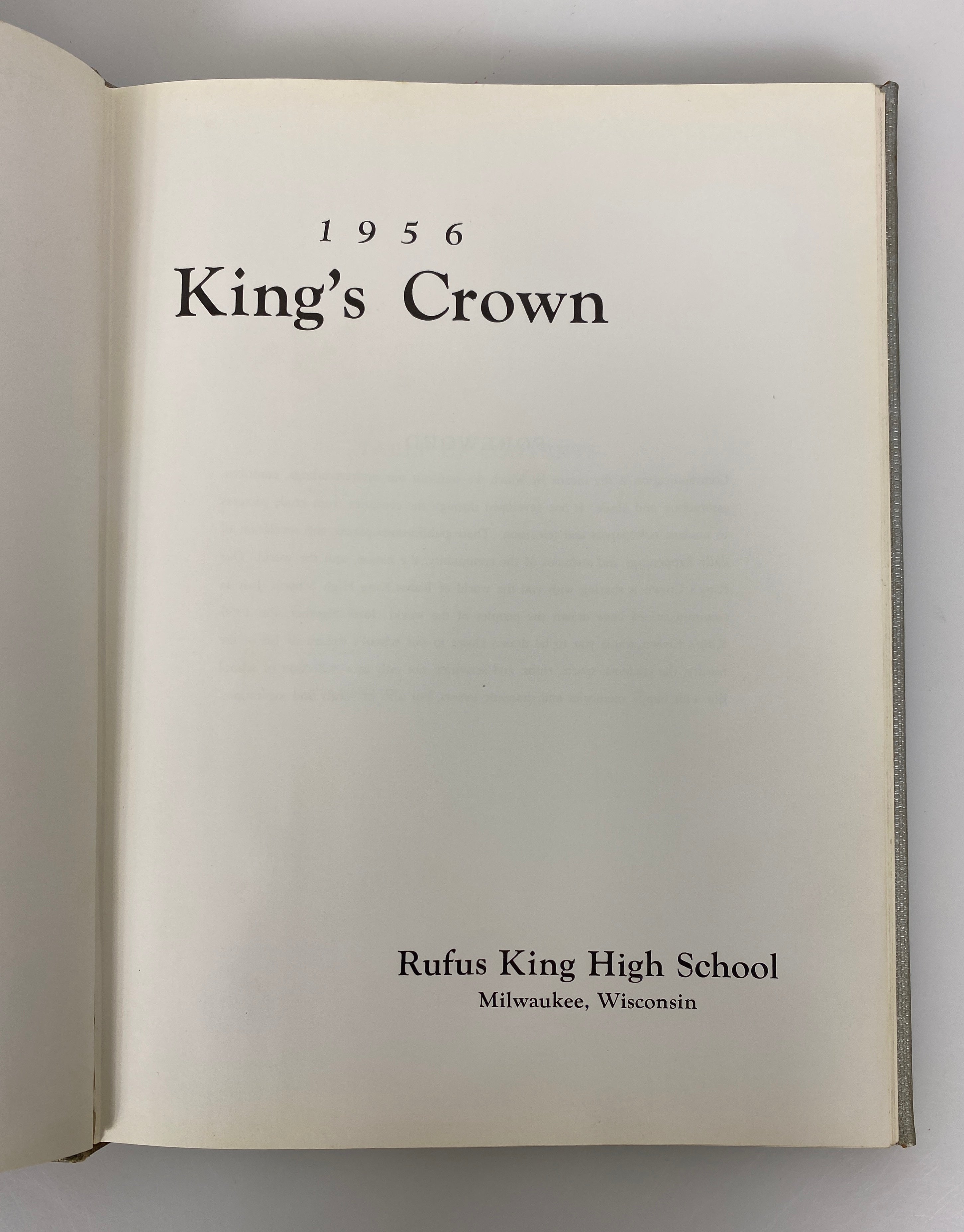 1956 Rufus King High School Yearbook "King's Crown" Milwaukee WI HC