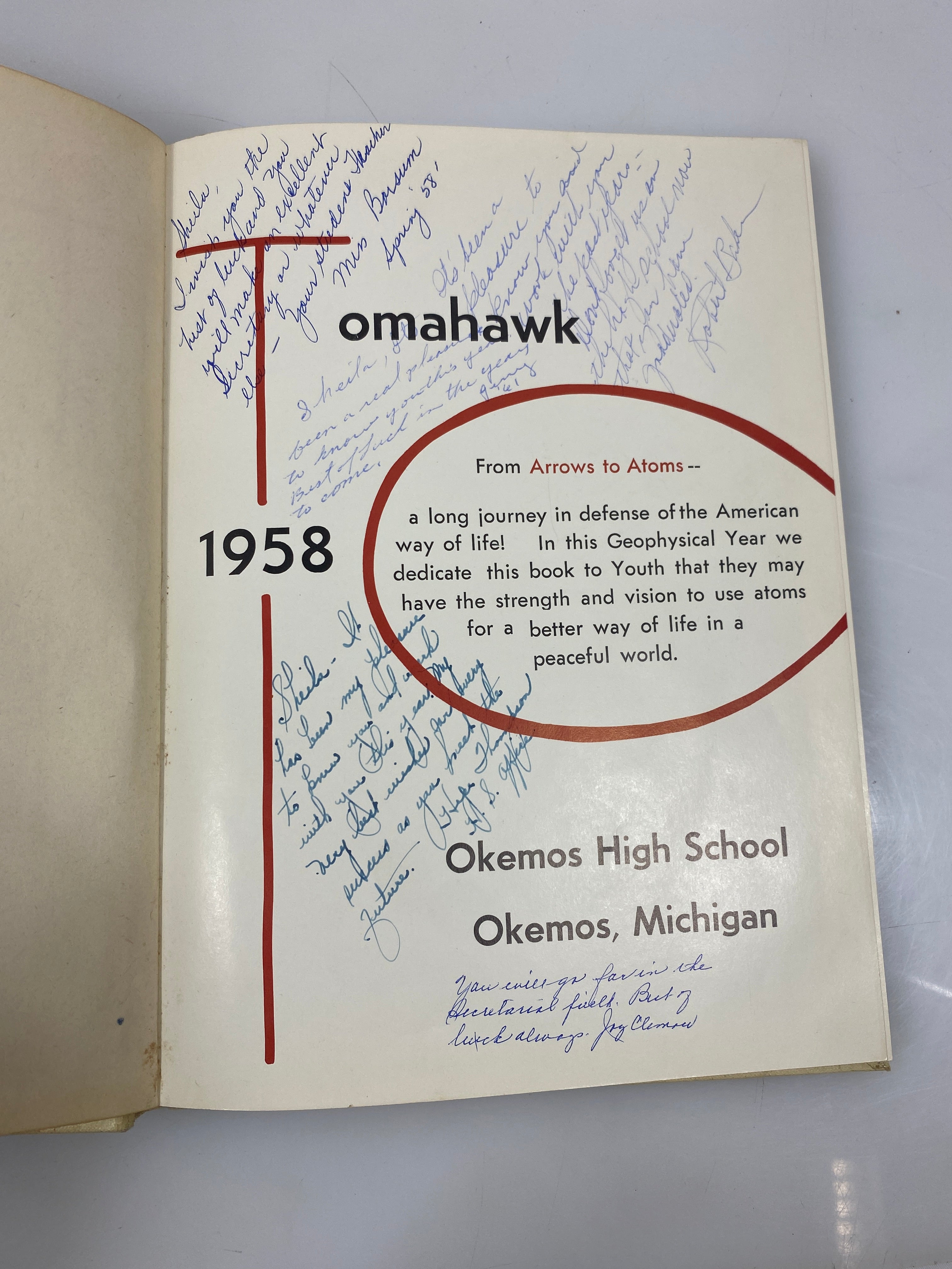 1958 "Tomahawk" Okemos High School Okemos, MI HC