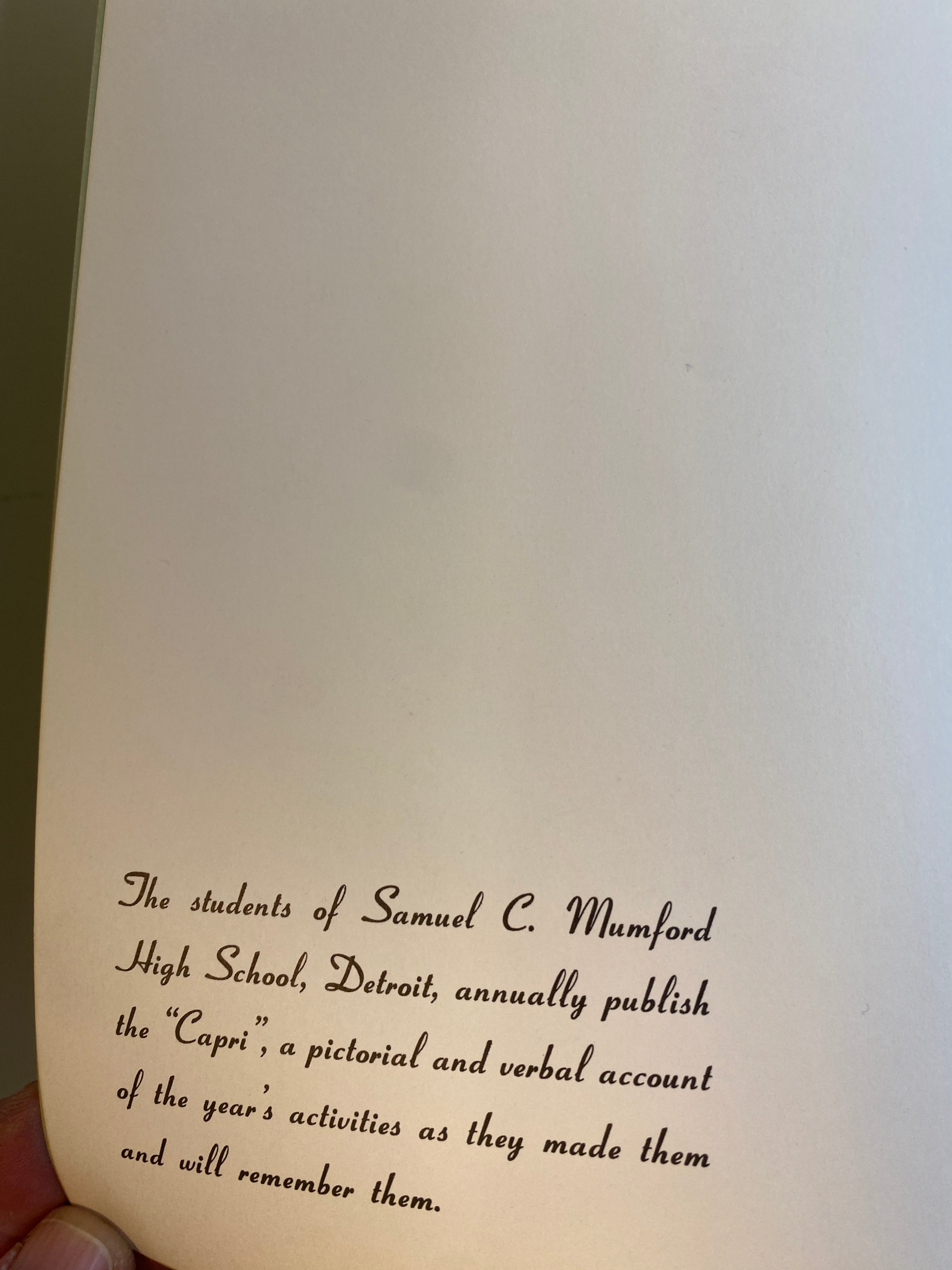 1959 "Capri" Samuel Mumford High School Detroit, MI Yearbook