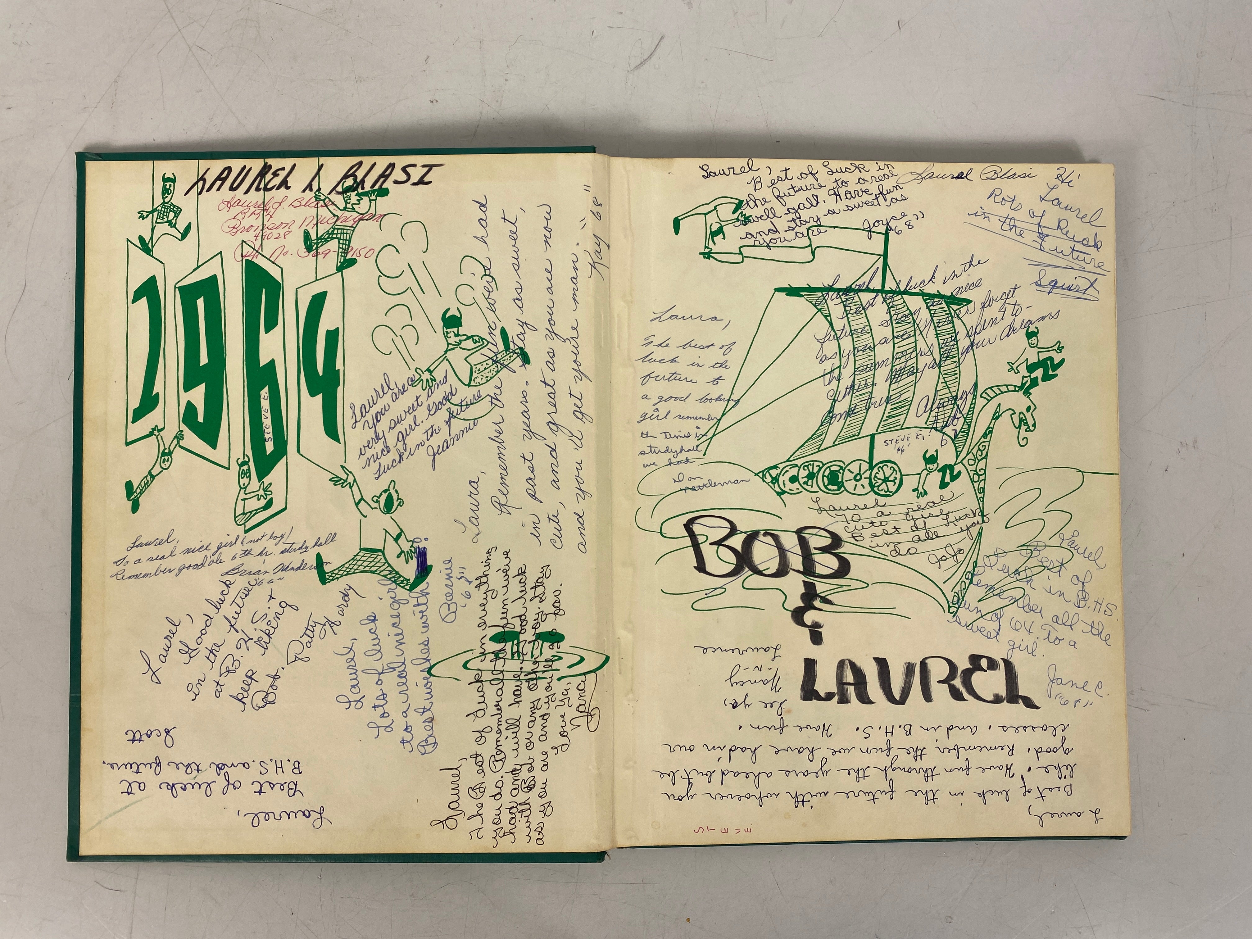 1964 Bronson High School Yearbook Bronson Michigan HC