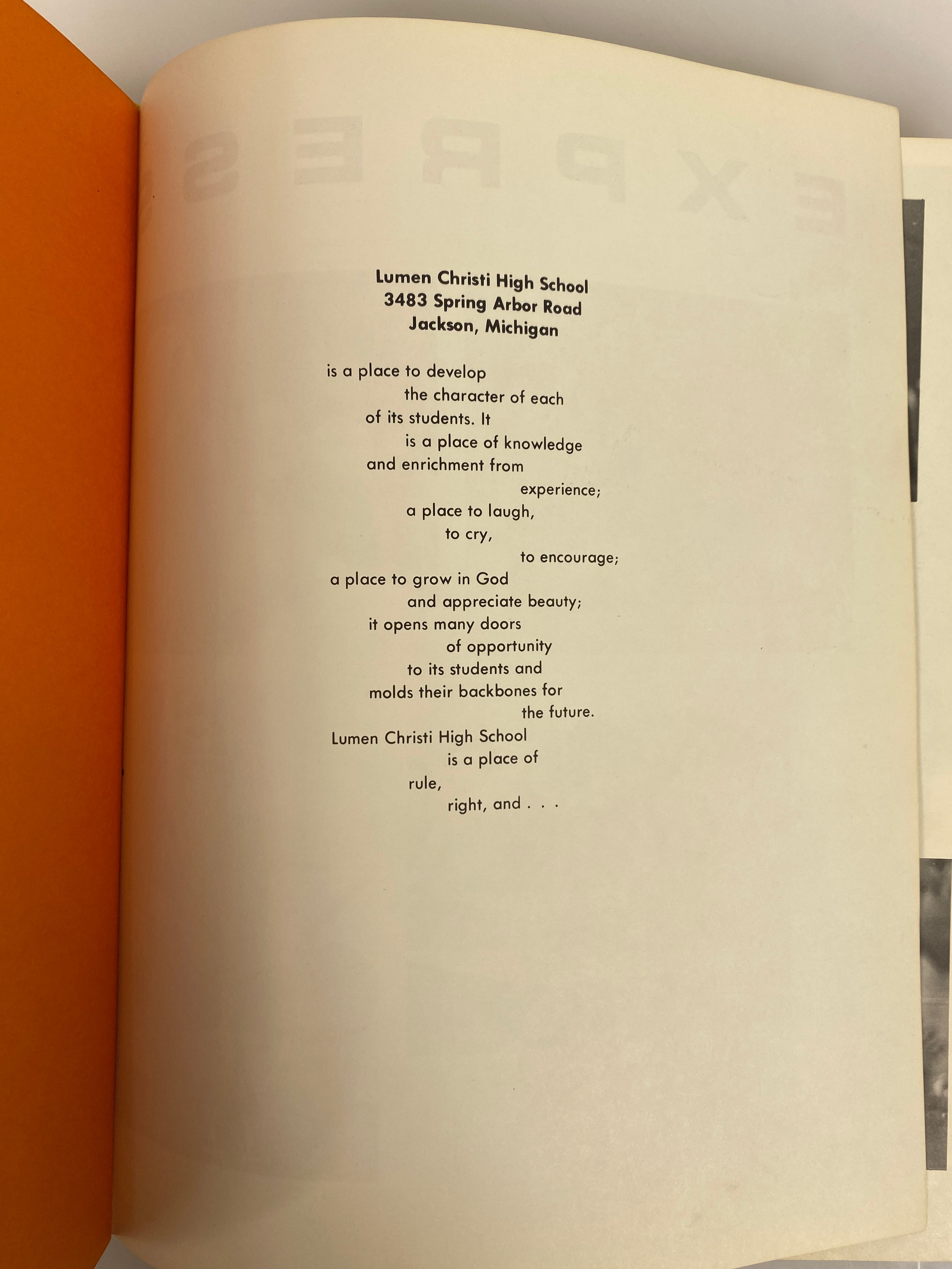1972 Lumen Christi High School Yearbook Jackson Michigan HC