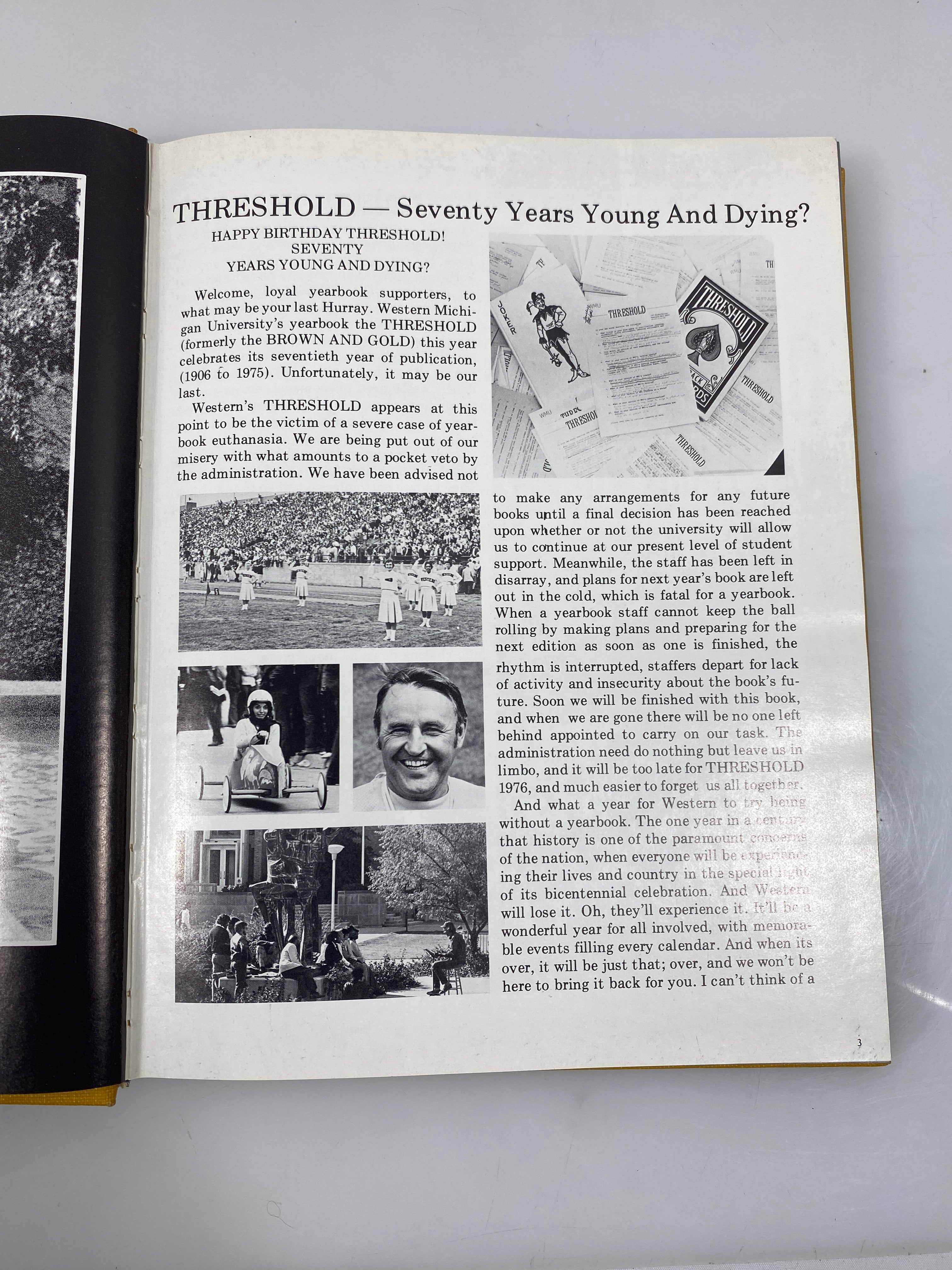 1975 "Threshold" Western Michigan University Yearbook Kalamazoo MI HC