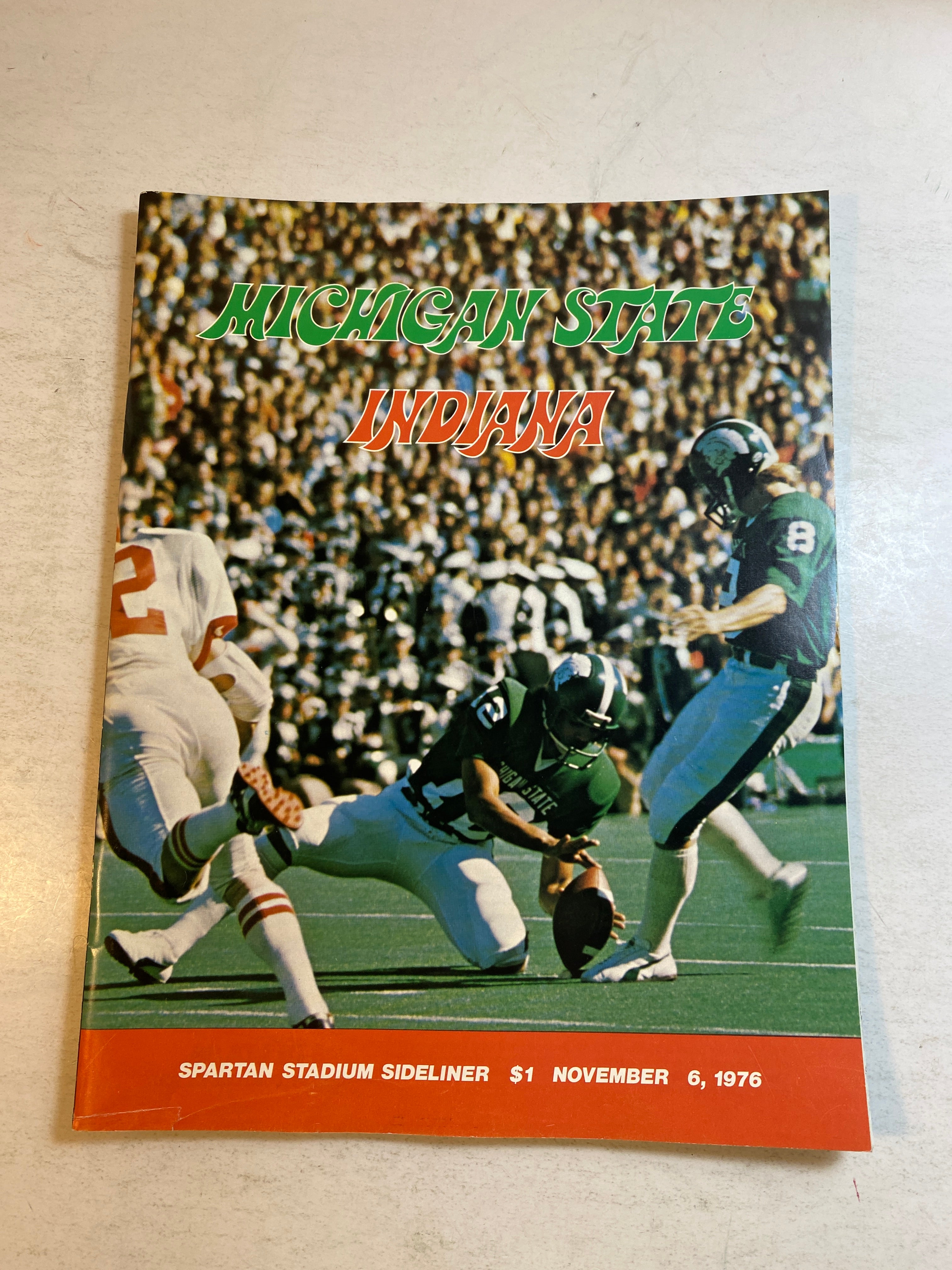 1976 Michigan State vs Indiana Spartan Sideliner Football Program