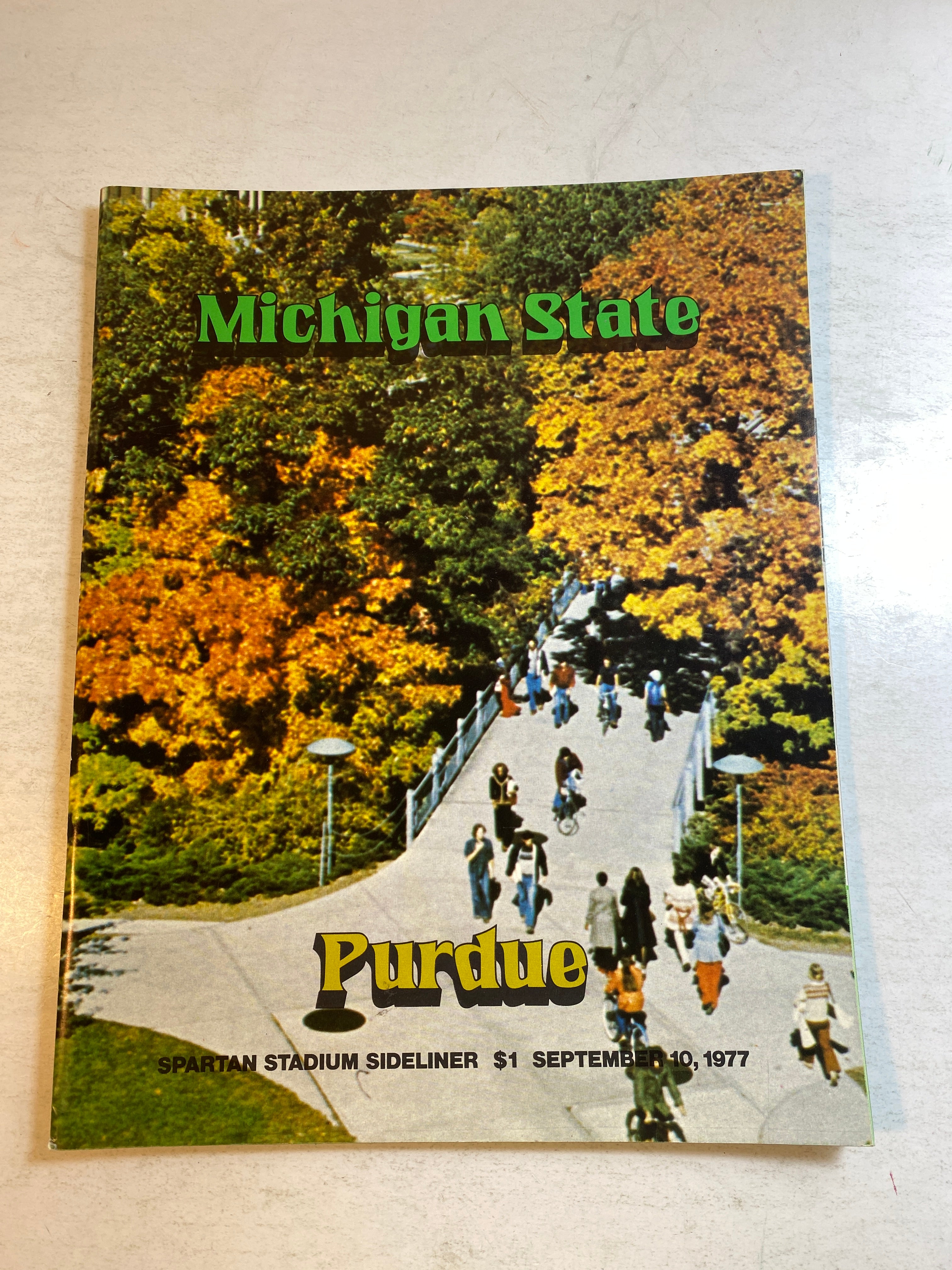 1977 Michigan State vs Purdue Spartan Sideliner Football Program