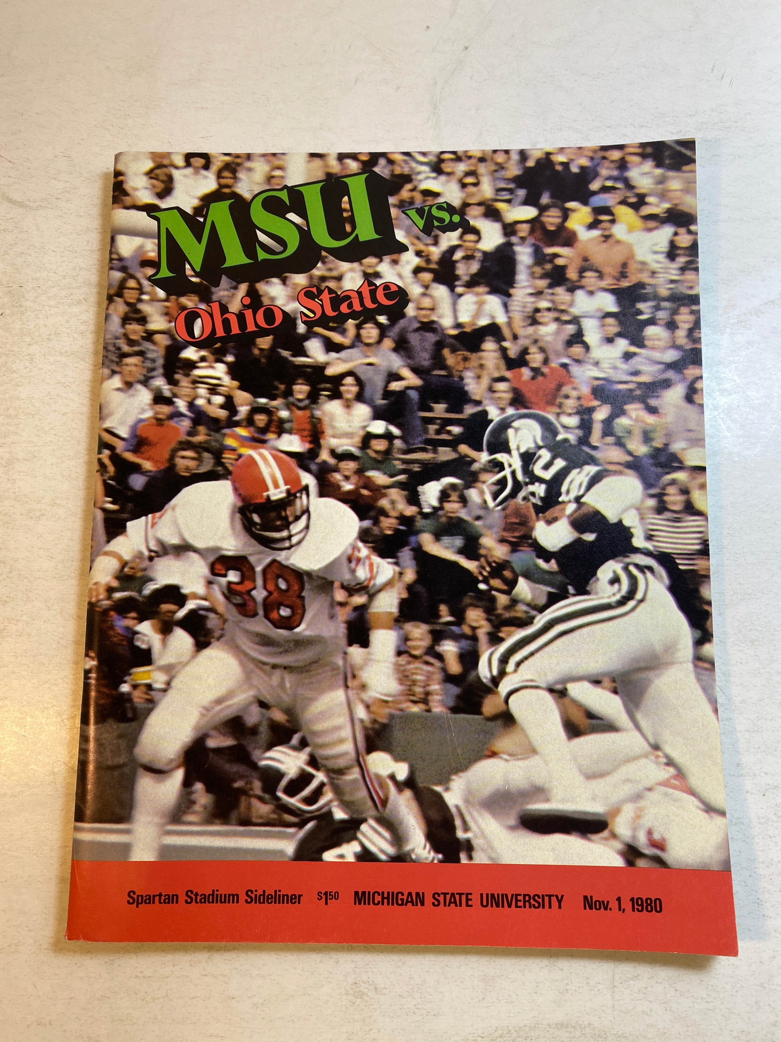1980 Michigan State vs Ohio State Spartan Sideliner Football Program