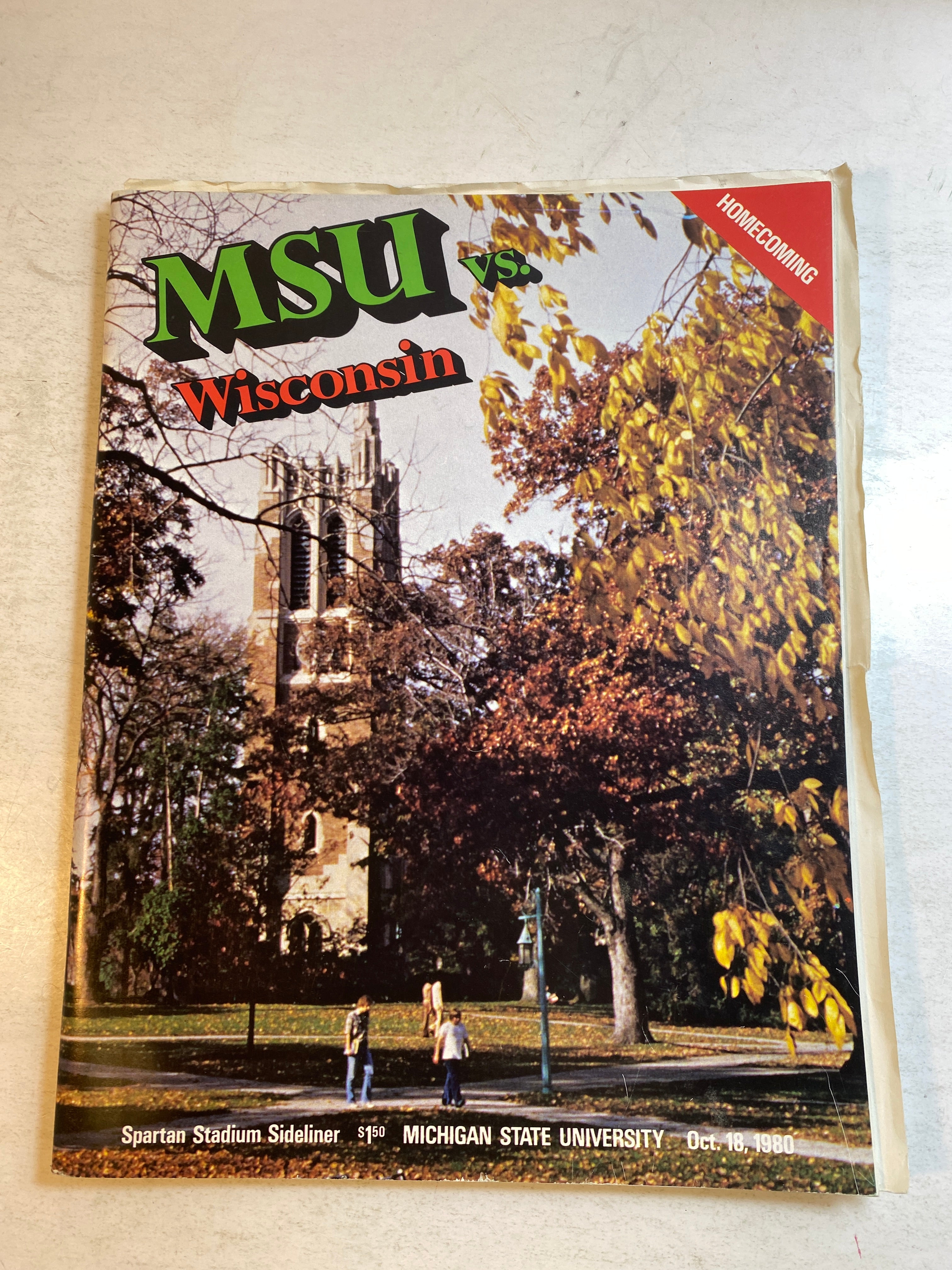 1980 Michigan State vs Wisconsin Spartan Sideliner Football Program