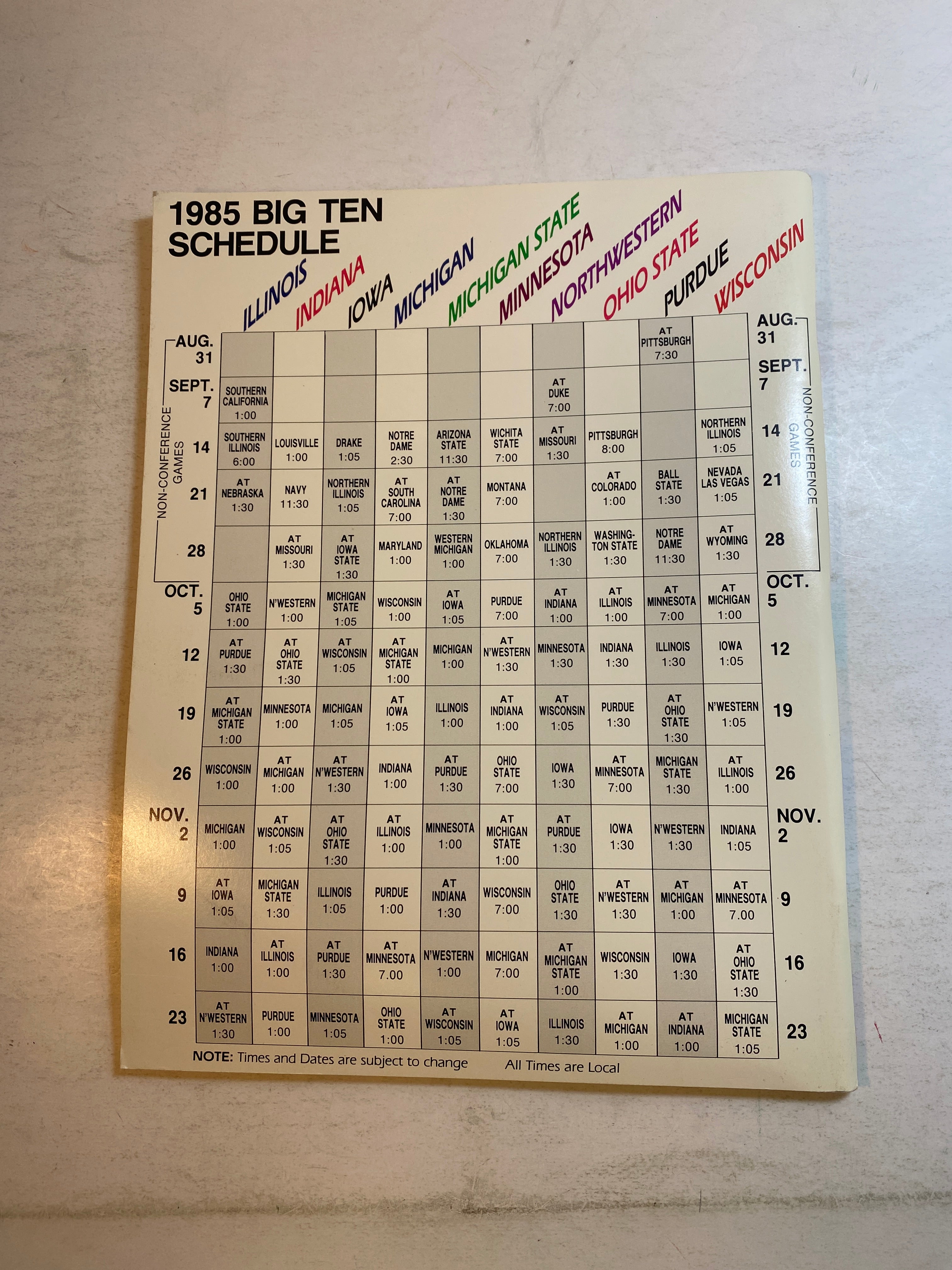 1985 Big 10 Football Yearbook