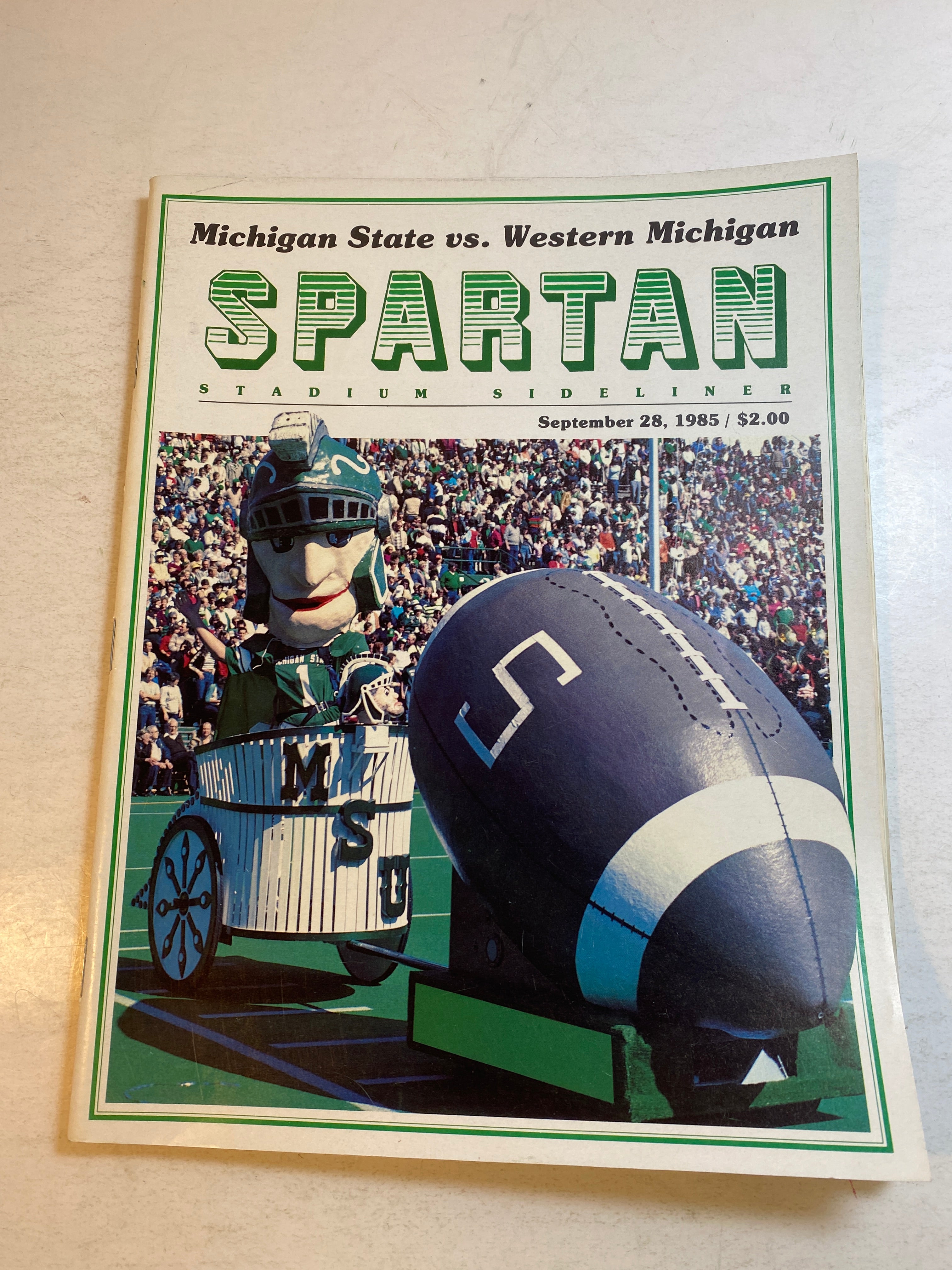 1985 Michigan State vs Western Michigan Spartan Sideliner Football Program