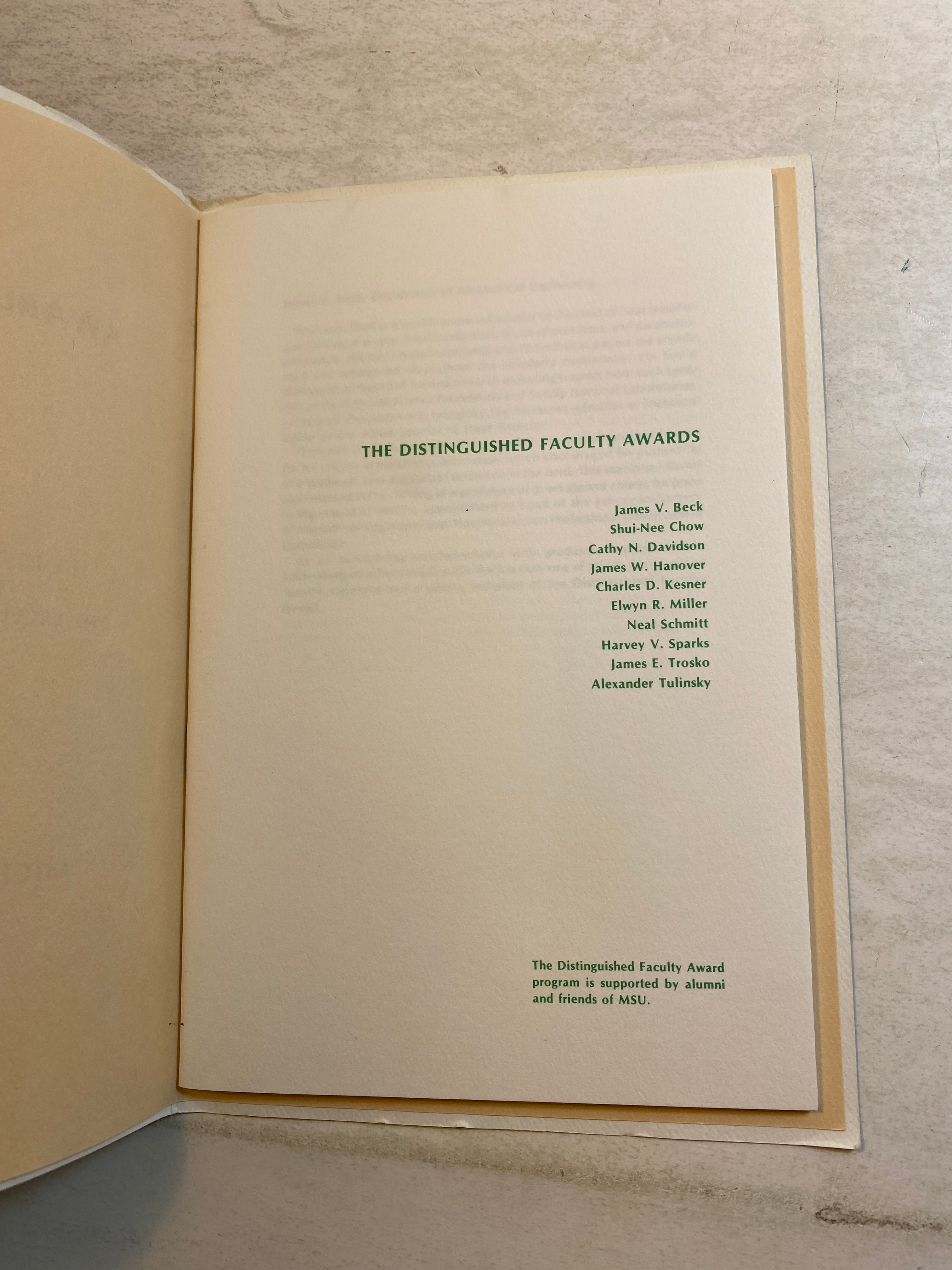 1987 Michigan State Faculty Awards Convocation Program