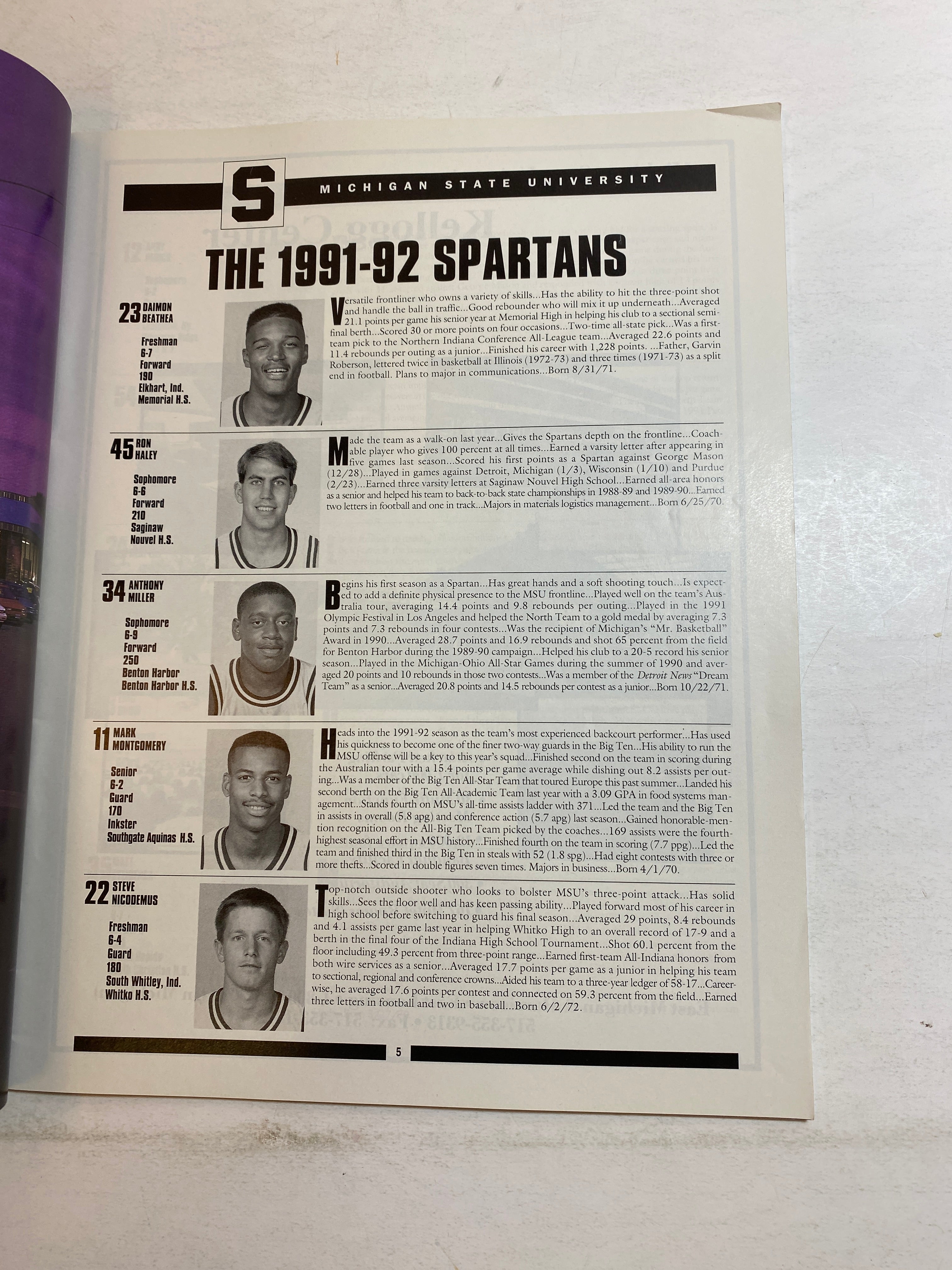 1991 Michigan State Vs Nebraska Basketball Program