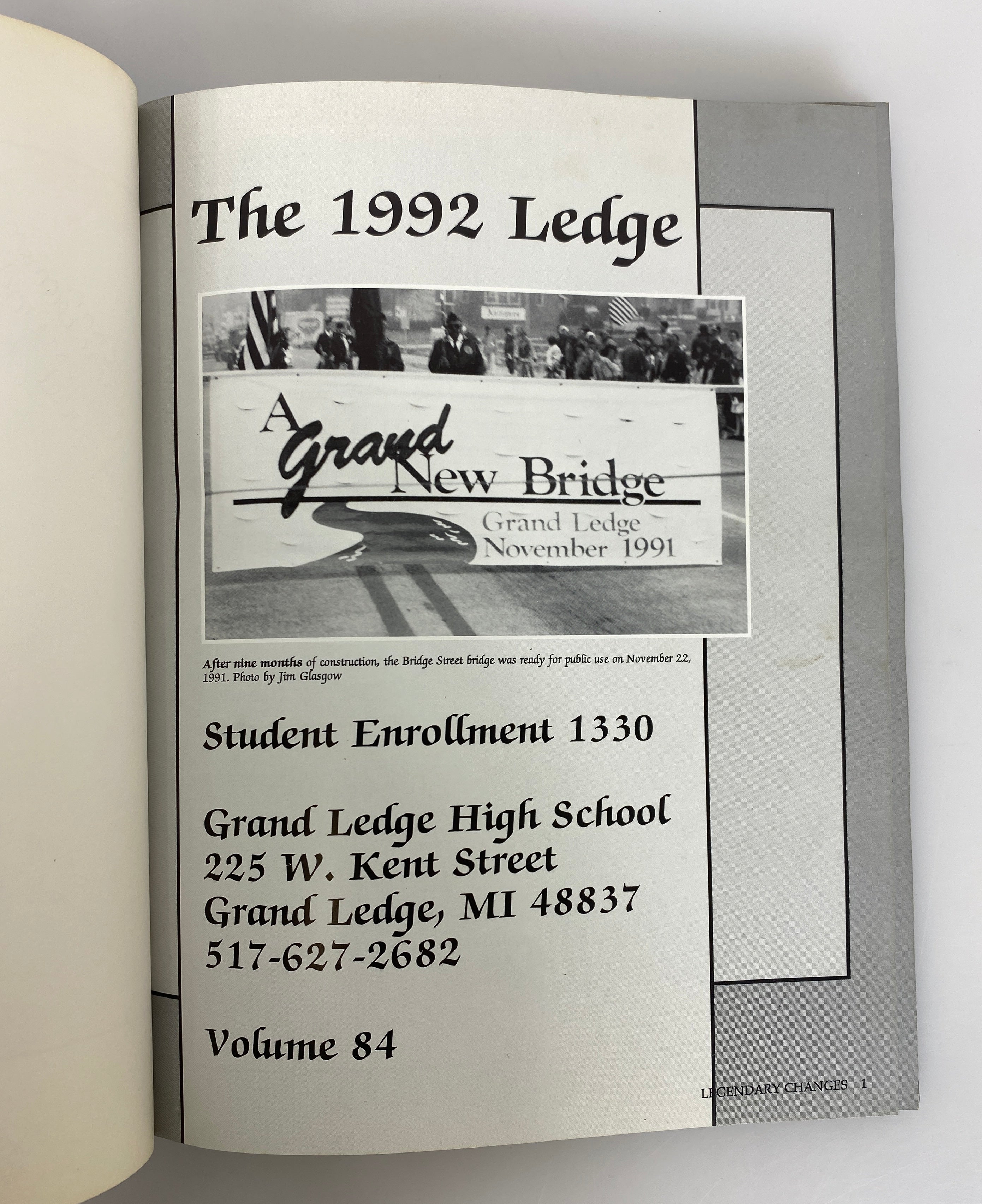 1992 Grand Ledge High School Yearbook Grand Ledge Michigan HC