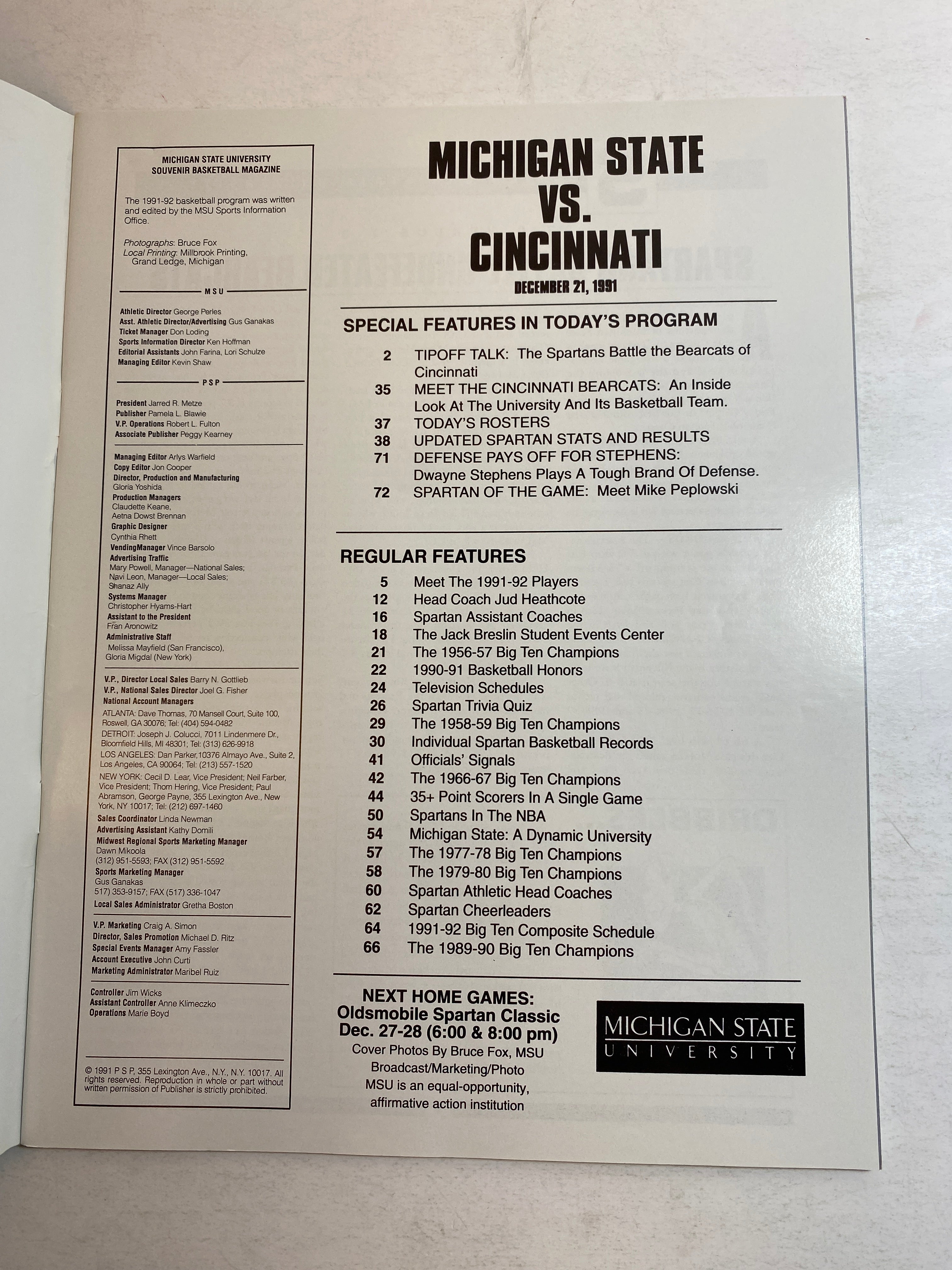 1992 Michigan State Vs Illinois Basketball Program