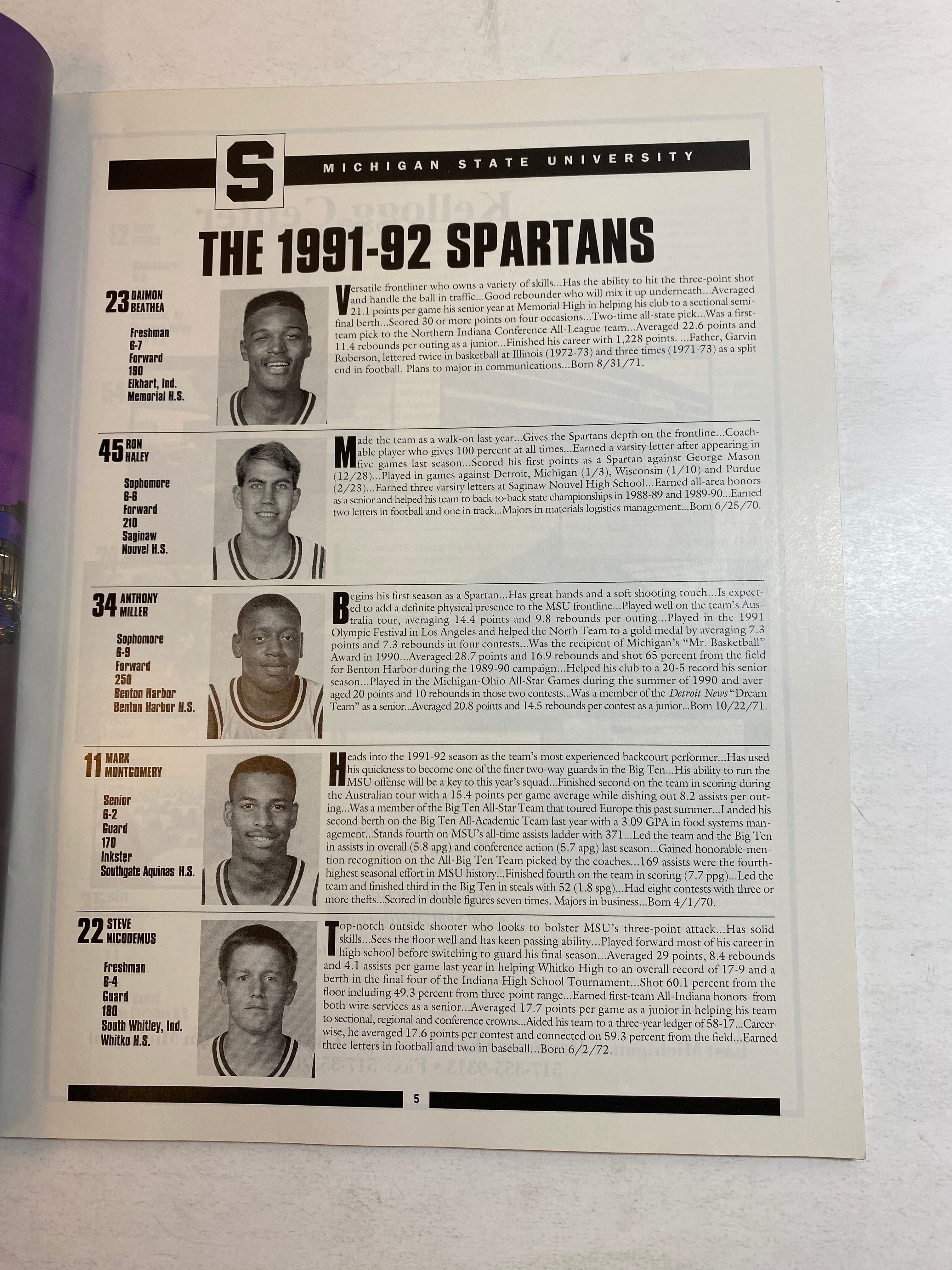 1992 Michigan State Vs Illinois Basketball Program