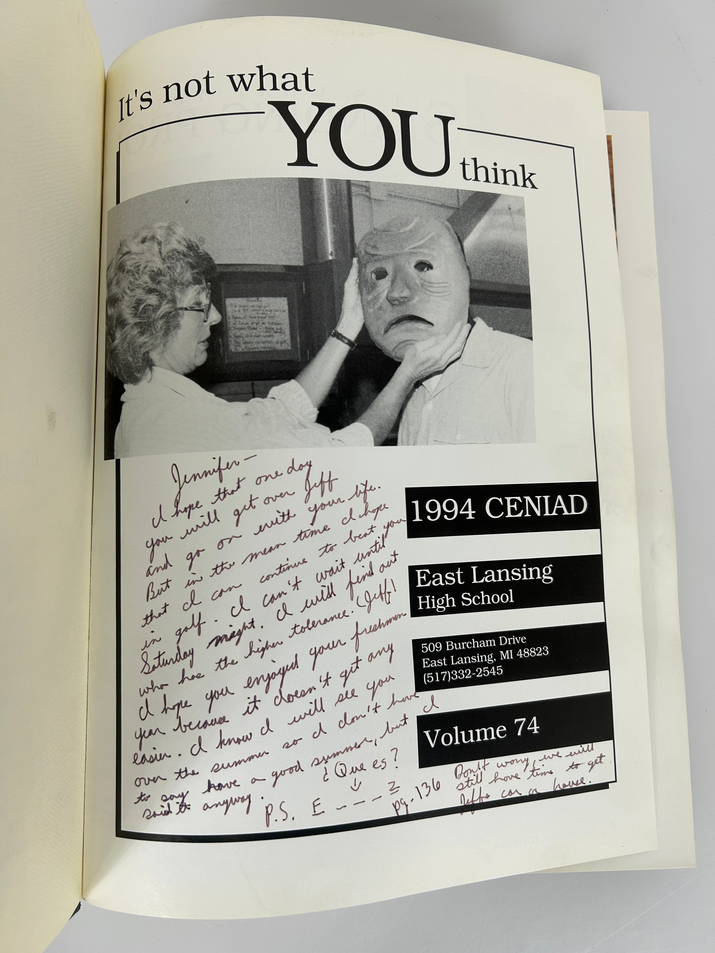 1994 "Ceniad" East Lansing High School Yearbook East Lansing, MI HC