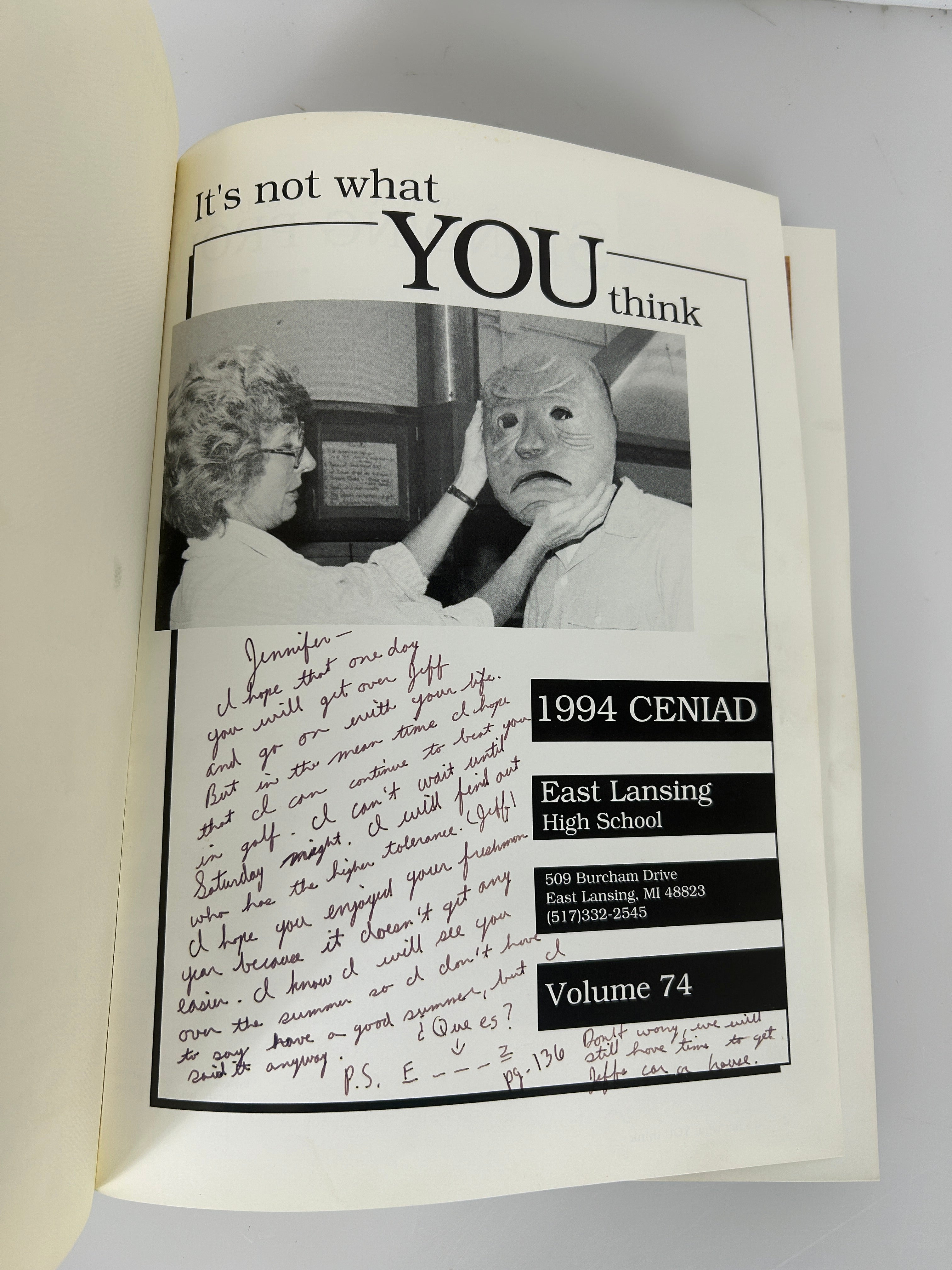 1994 "Ceniad" East Lansing High School Yearbook East Lansing, MI HC