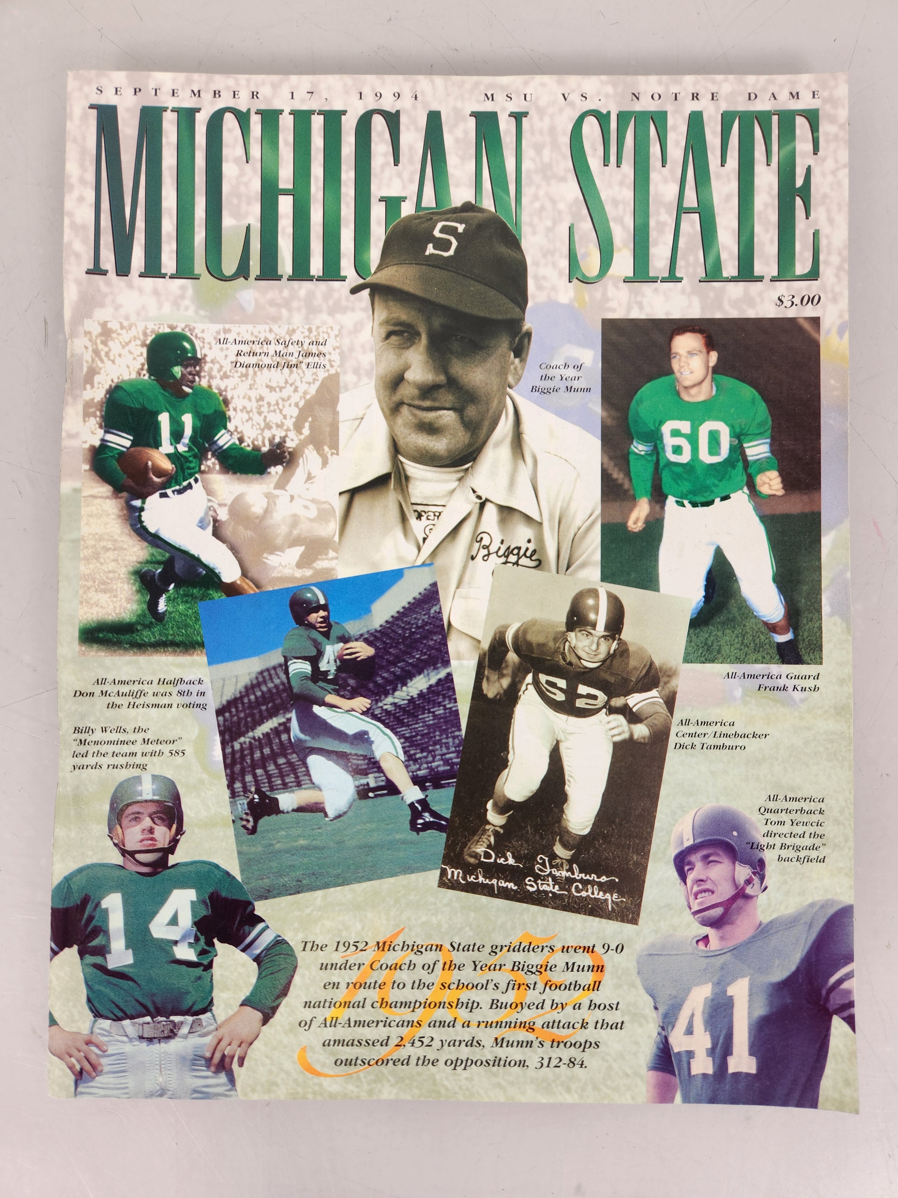 1994 Michigan State vs Notre Dame Football Program