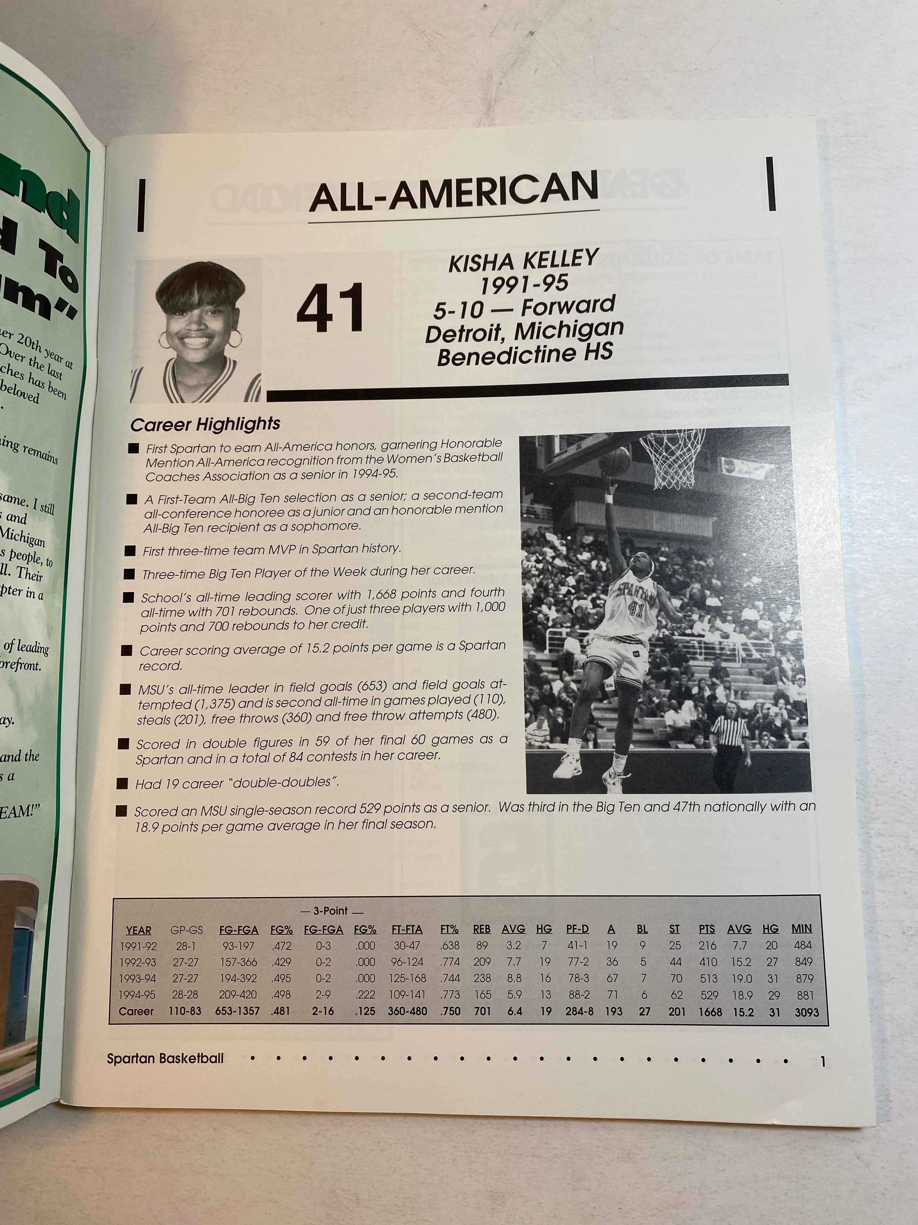 1995-1996 MSU Michigan State Women's Basketball Media Guide