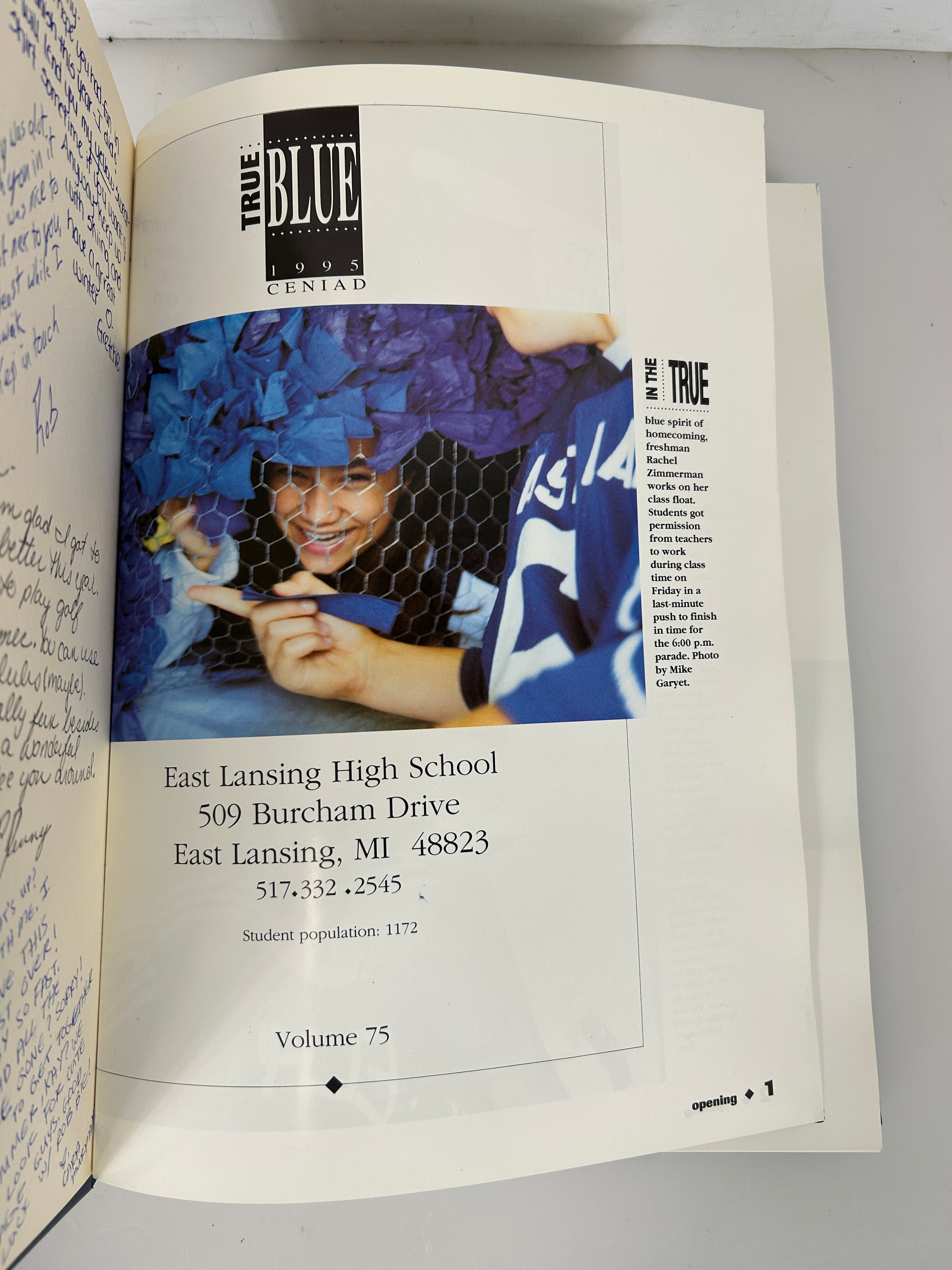 1995 "Ceniad" East Lansing High School Yearbook East Lansing, MI HC